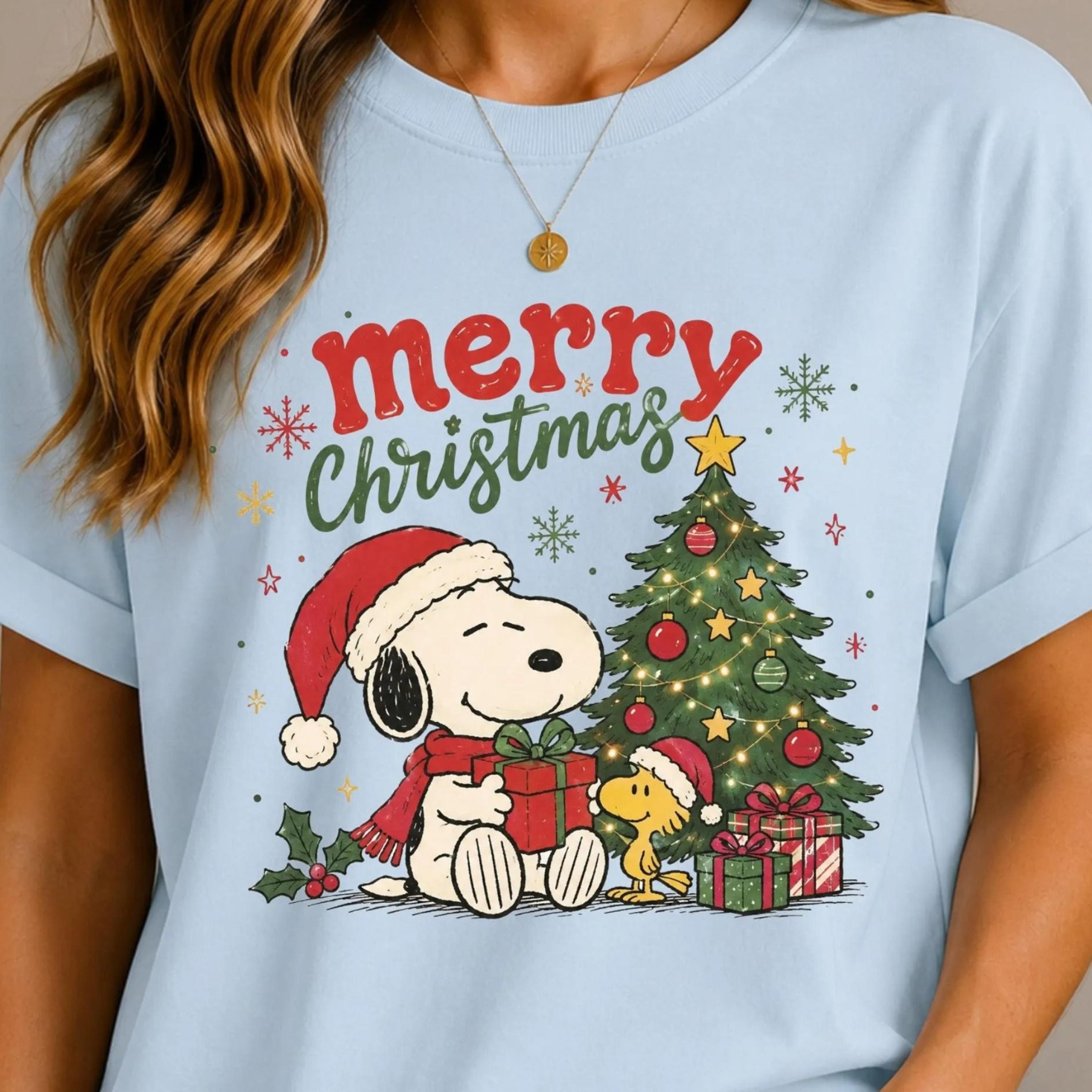 christmas shirt, snoopy christmas tee, peanuts holiday t-shirt, merry christmas graphic, cute winter gif