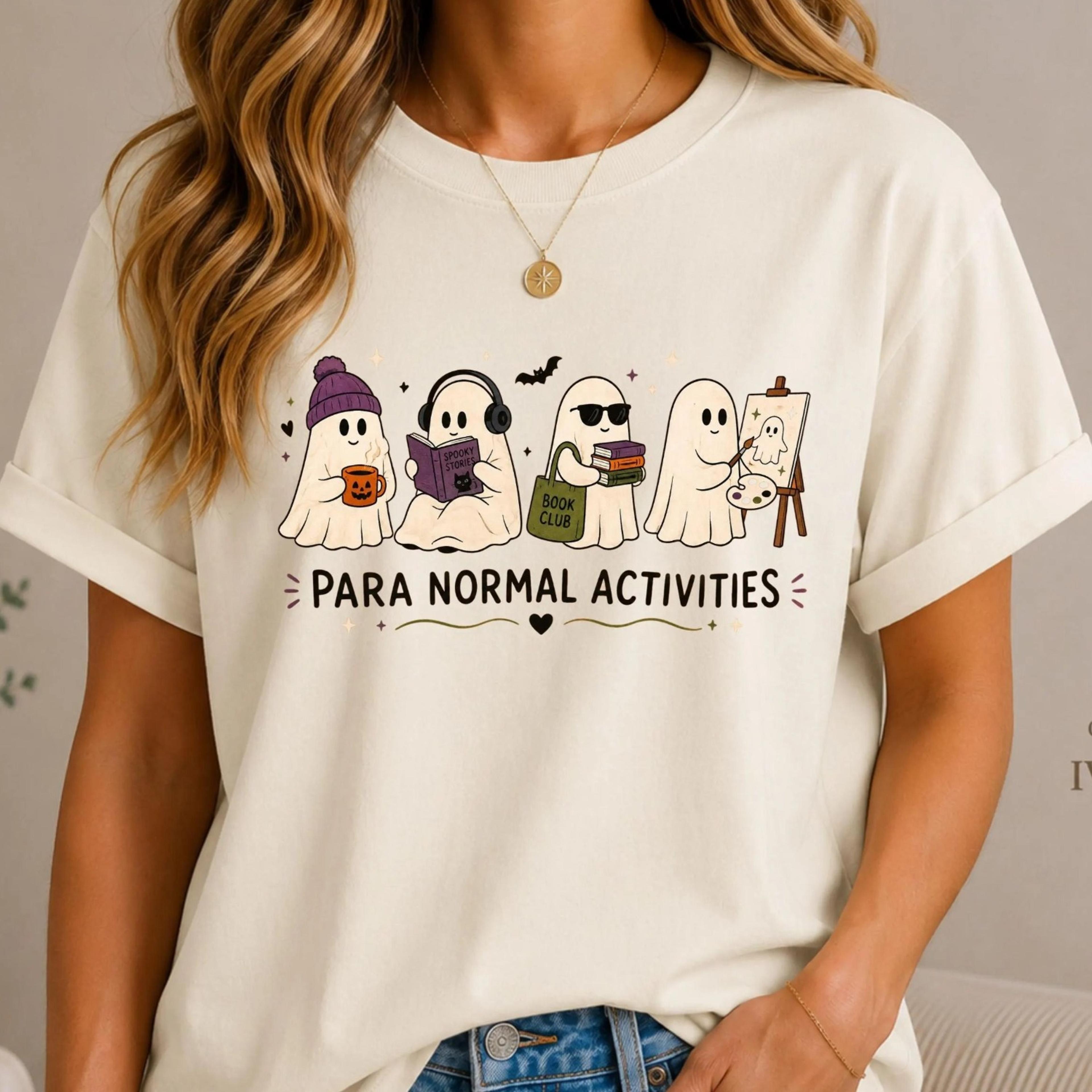para normal activities shirt, funny ghost halloween tee, cute ghost shirt, book lover halloween shirt, spooky season