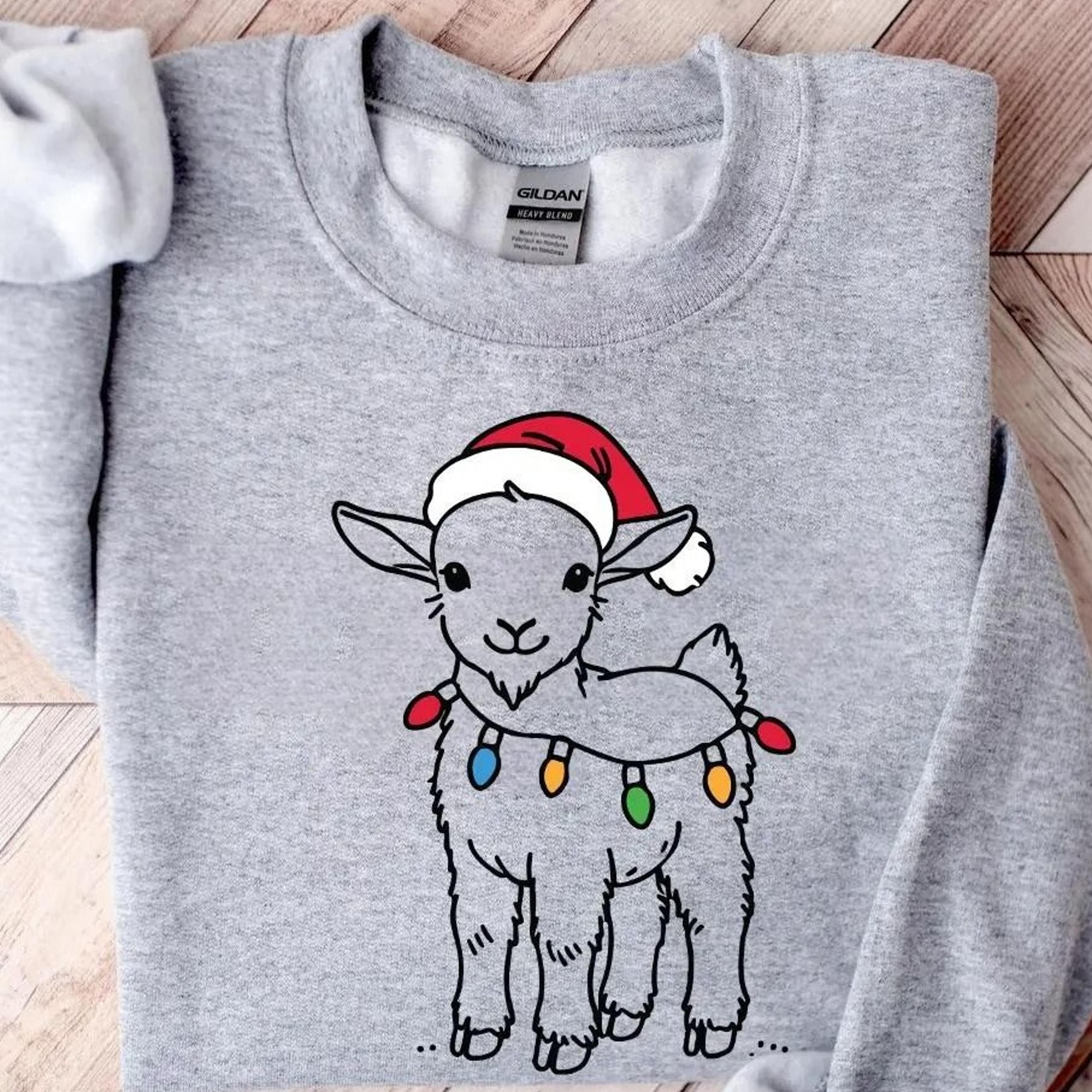 christmas goat sweatshirt | holiday farm animal sweater | santa goat crewneck | goat lover gift | xmas farmer sweater