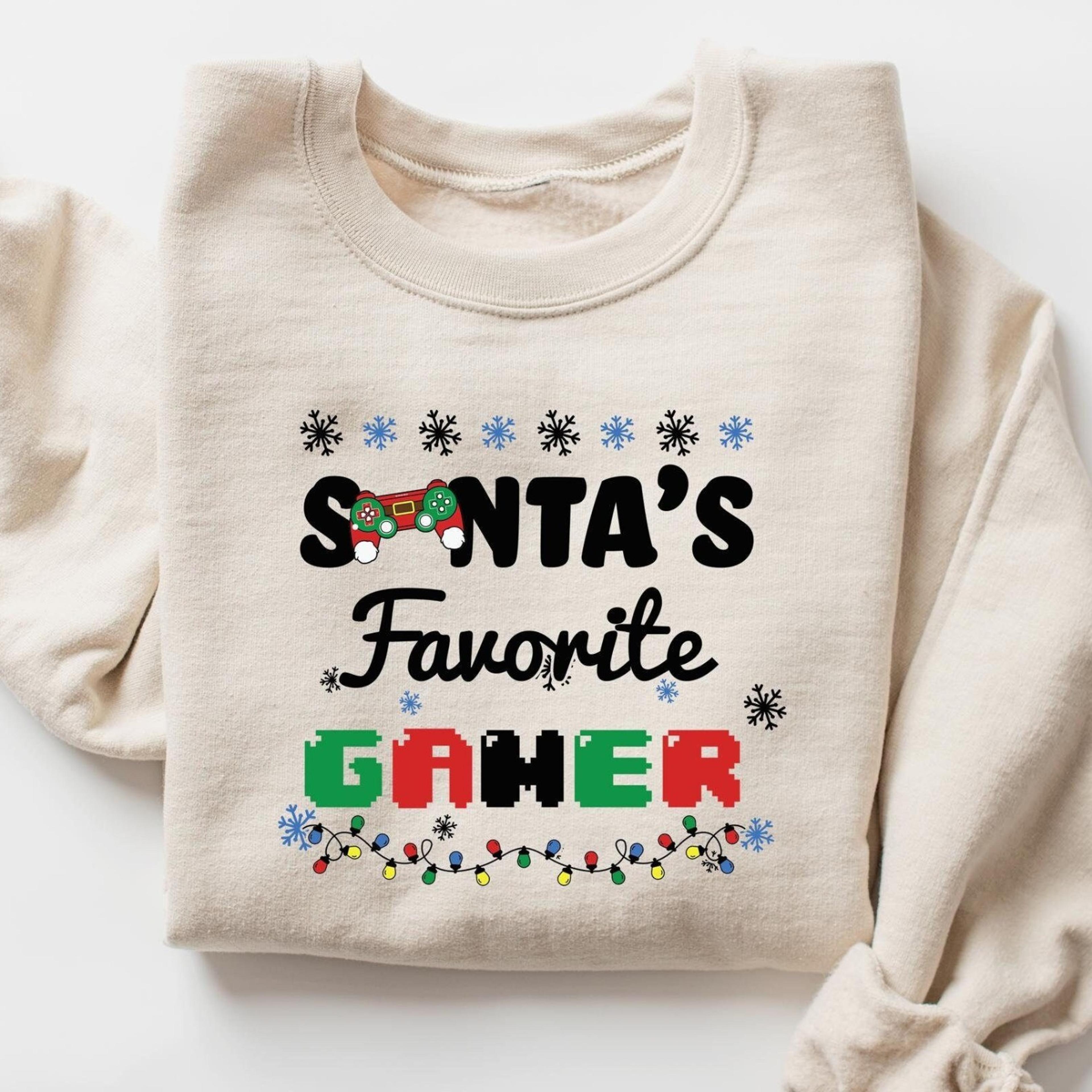 santa's favorite gamer sweatshirt, game controller christmas playstation sweatshirt,game player t-shirt,holiday gamer