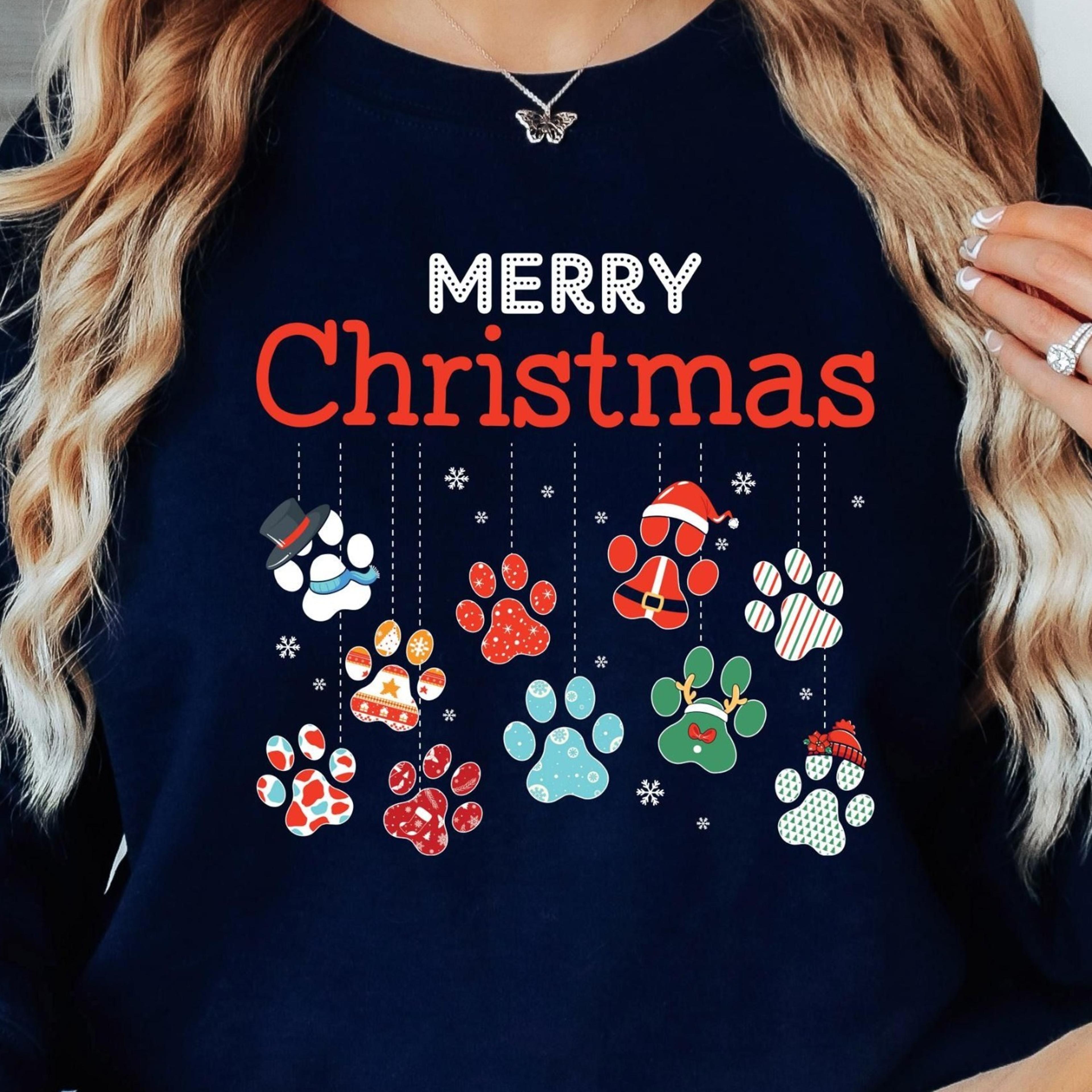 paw print merry christmas shirt, dog lover christmas shirt, christmas shirt, christmas vibes, merry christmas shirt
