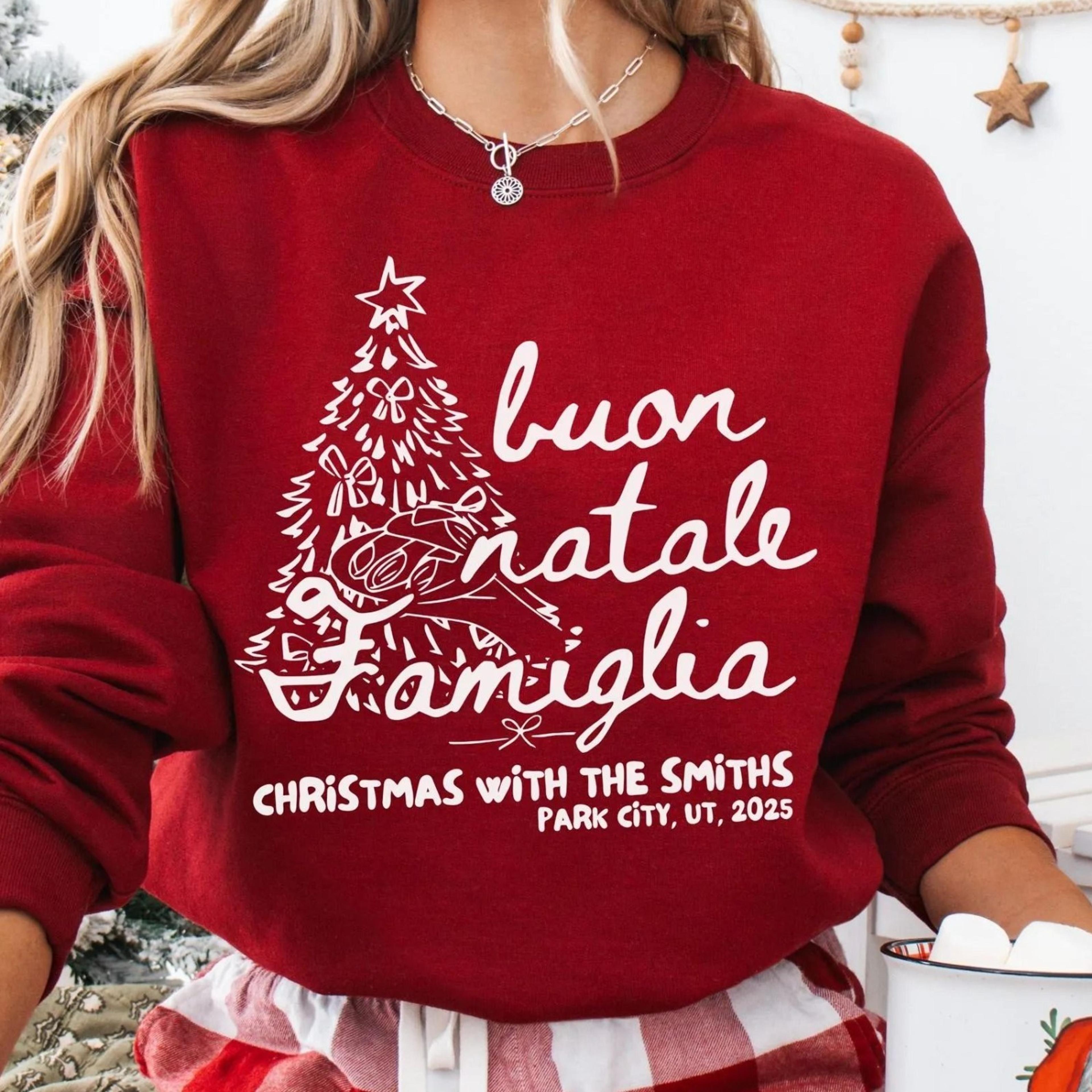 italian christmas crewnecks, custom family christmas shirts, xmas crew matching family pajamas