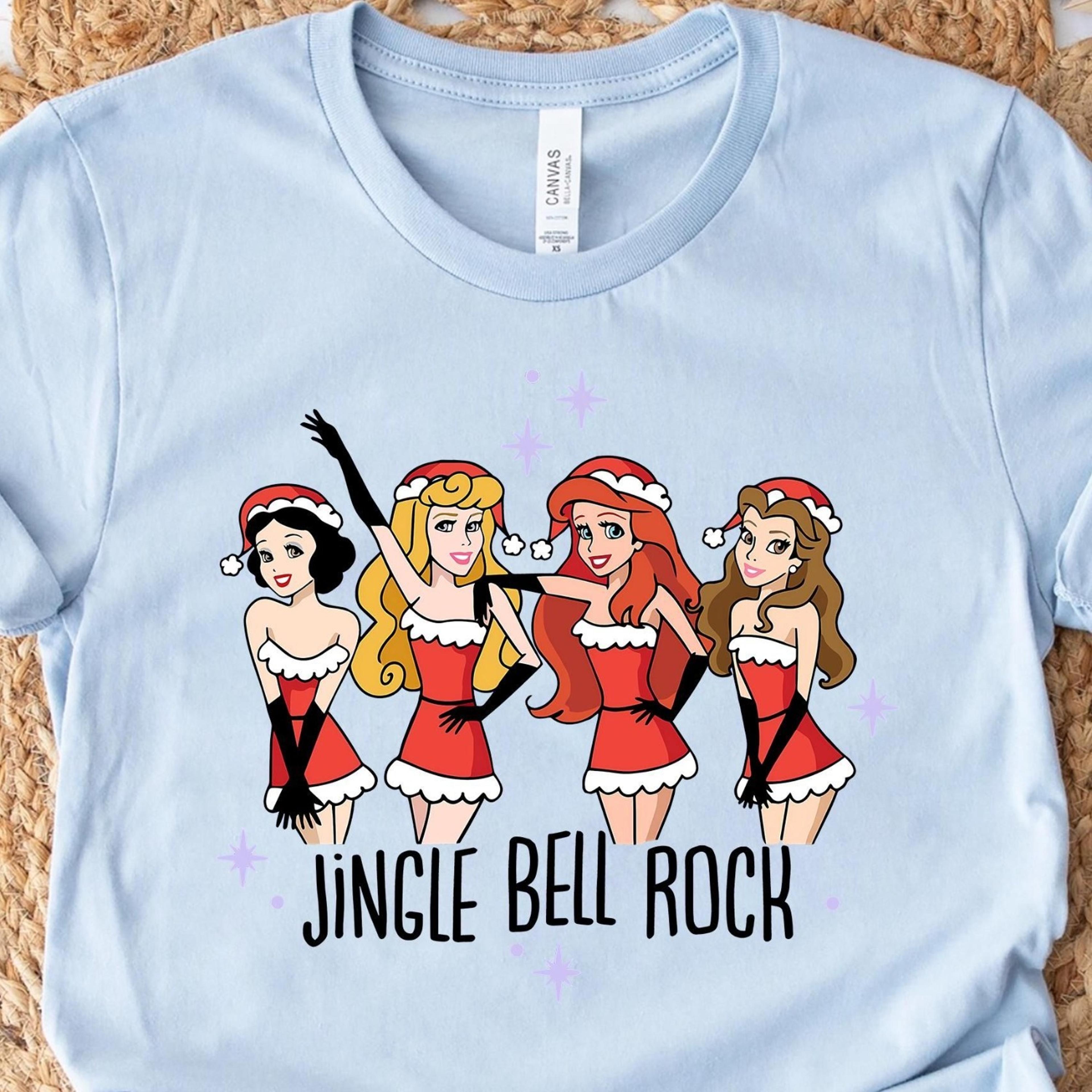 disney christmas princess shirt, woman santa shirt, jingle bell shirt, disney holiday trip shirt, christmas girls shirt