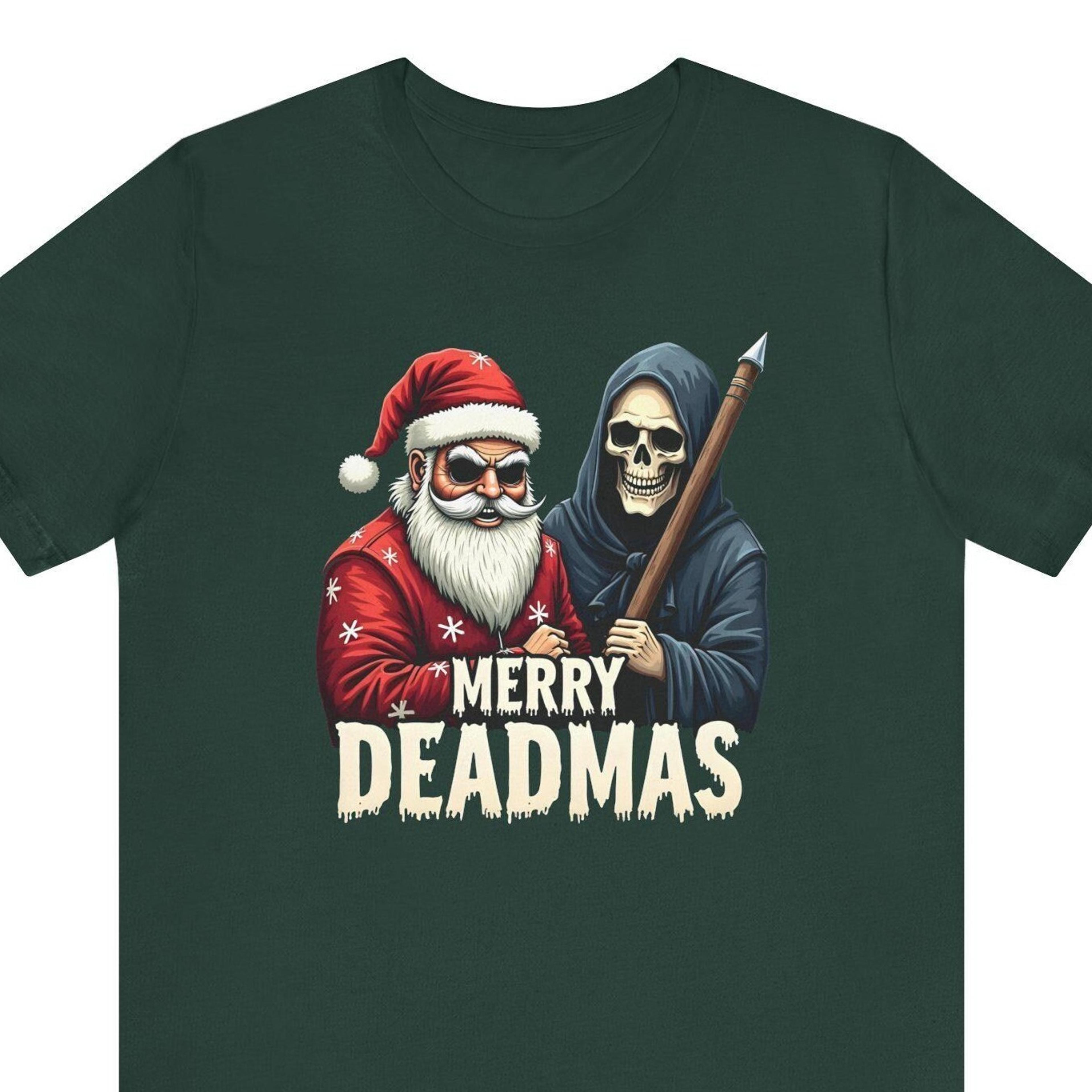 spooky christmas shirt for horror lovers, merry deadmas shirt, grim reaper santa tee, horror christmas shirt