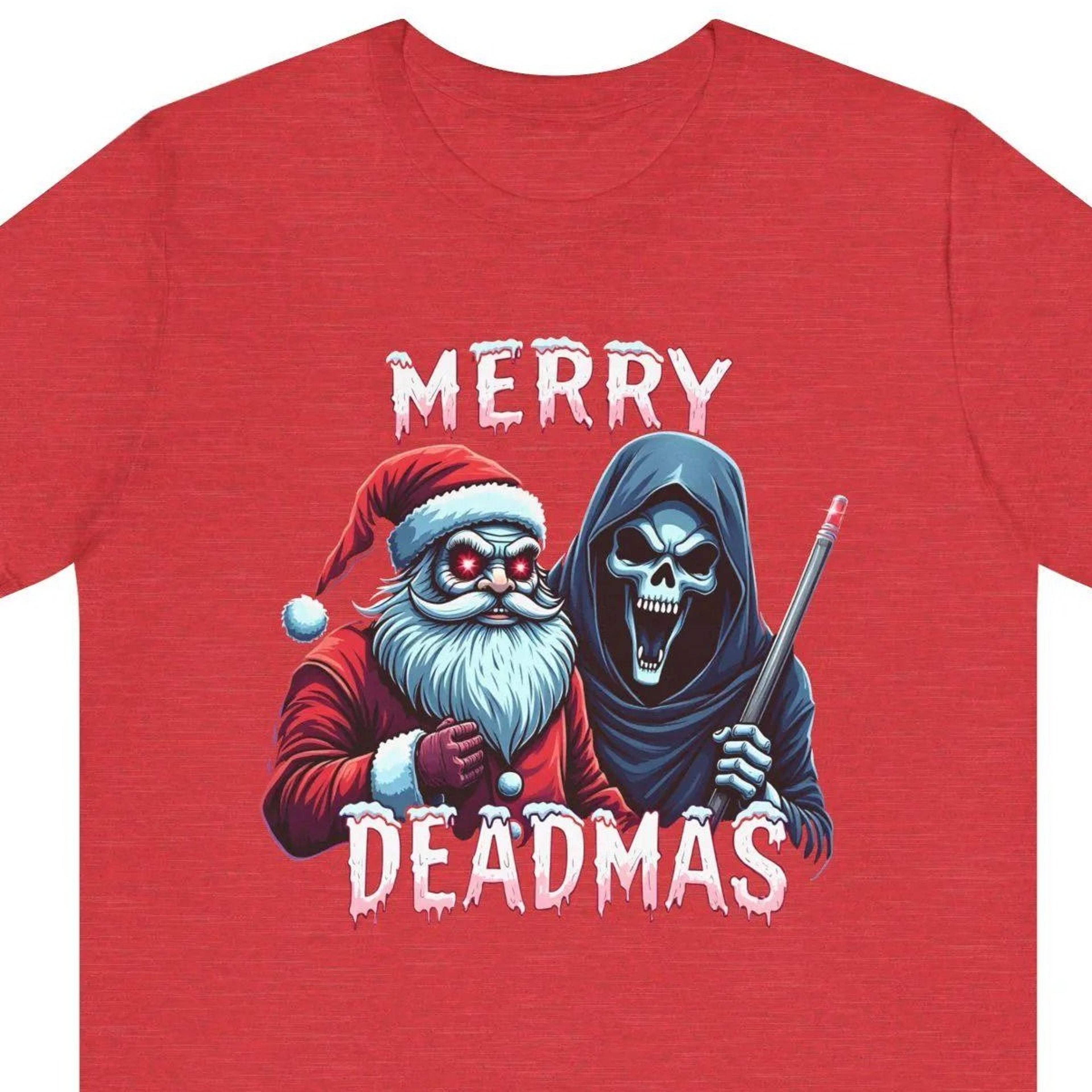 scary christmas shirt, merry deadmas shirt, horror christmas tee, grim reaper santa tee, gothic holiday gift