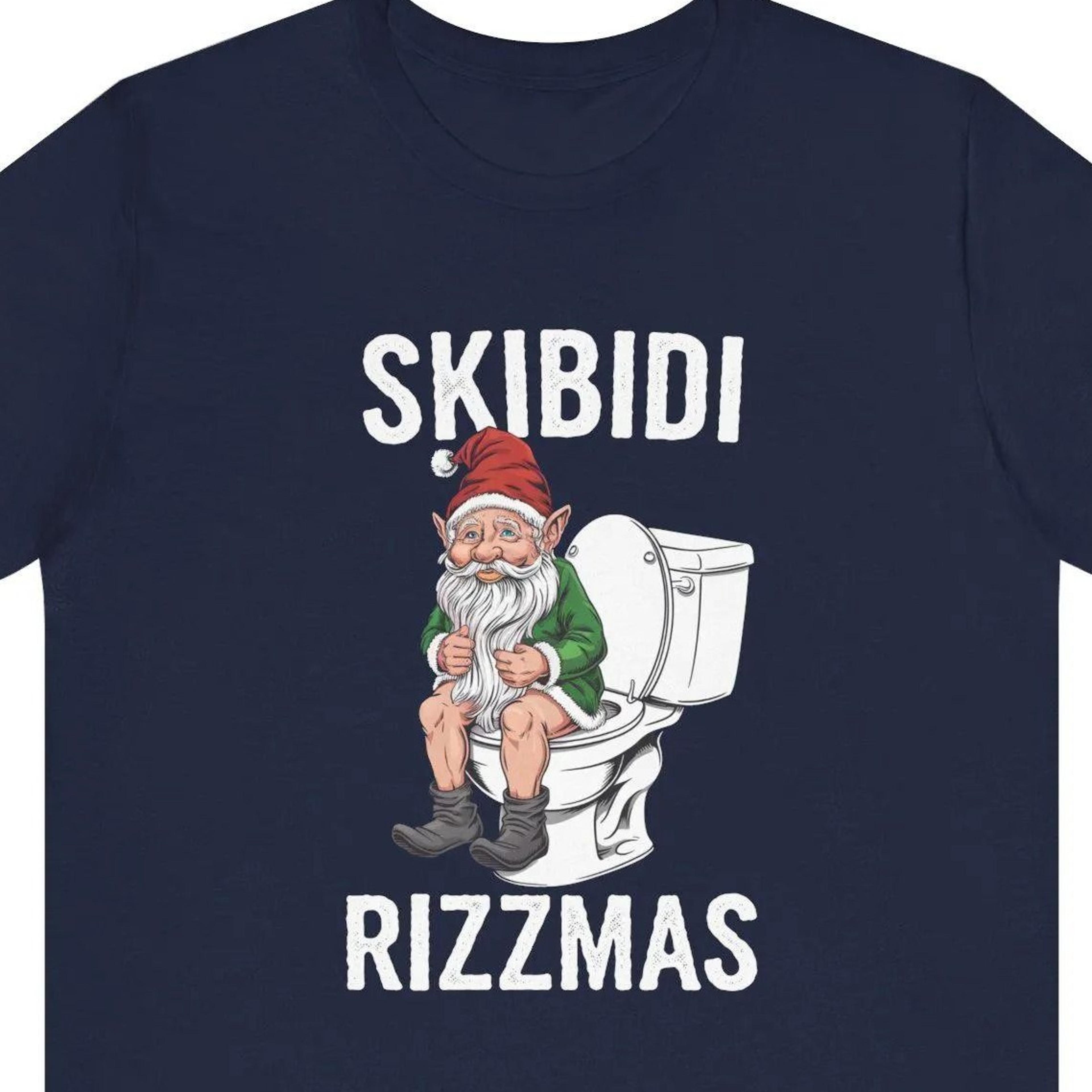 skibidi rizzmas shirt, funny toilet gnome christmas tee, merry rizzmas christmas shirt, funny white elephant gift