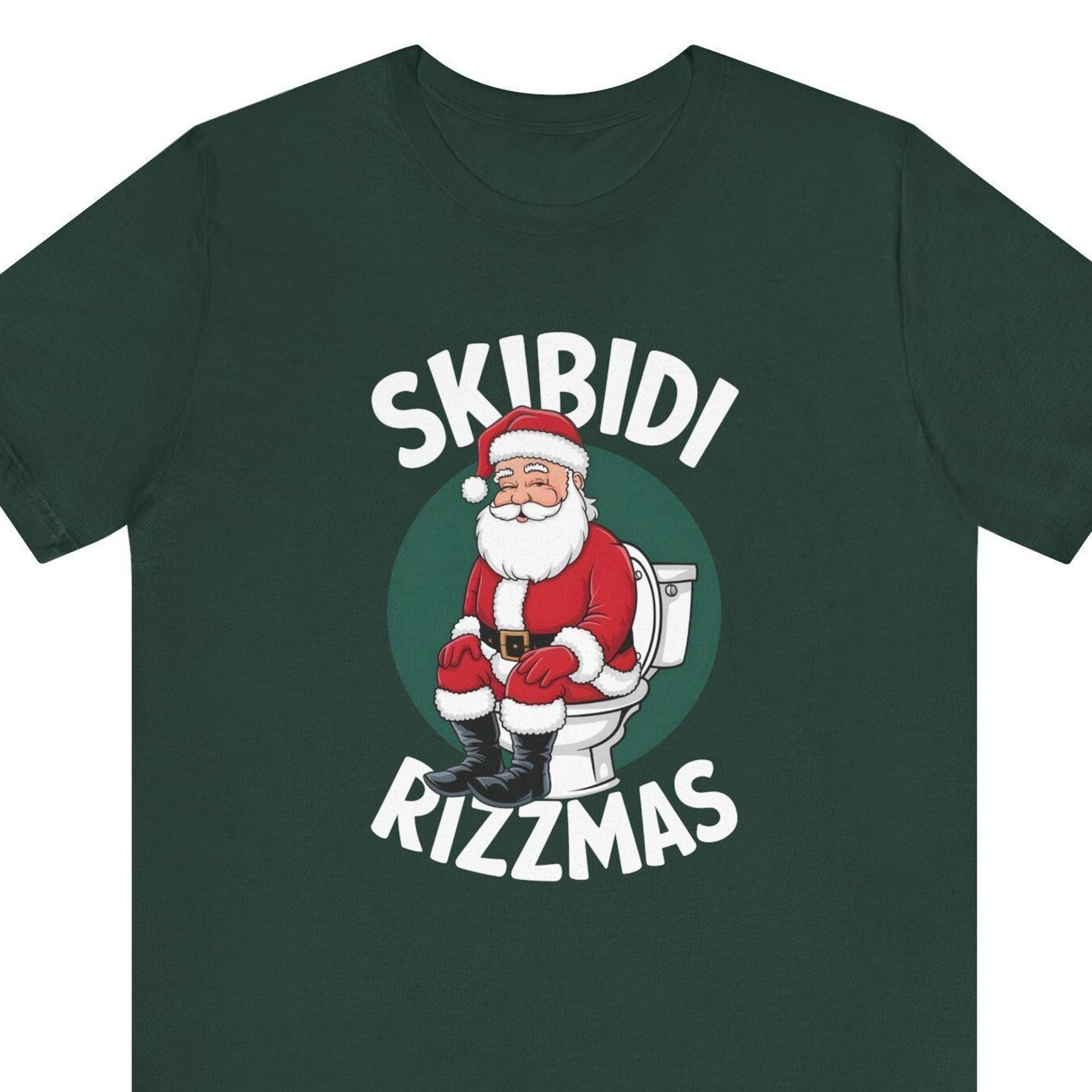 skibidi rizzmas shirt, funny toilet santa christmas tee, white elephant gag gift shirt, merry rizzmas christmas shirt