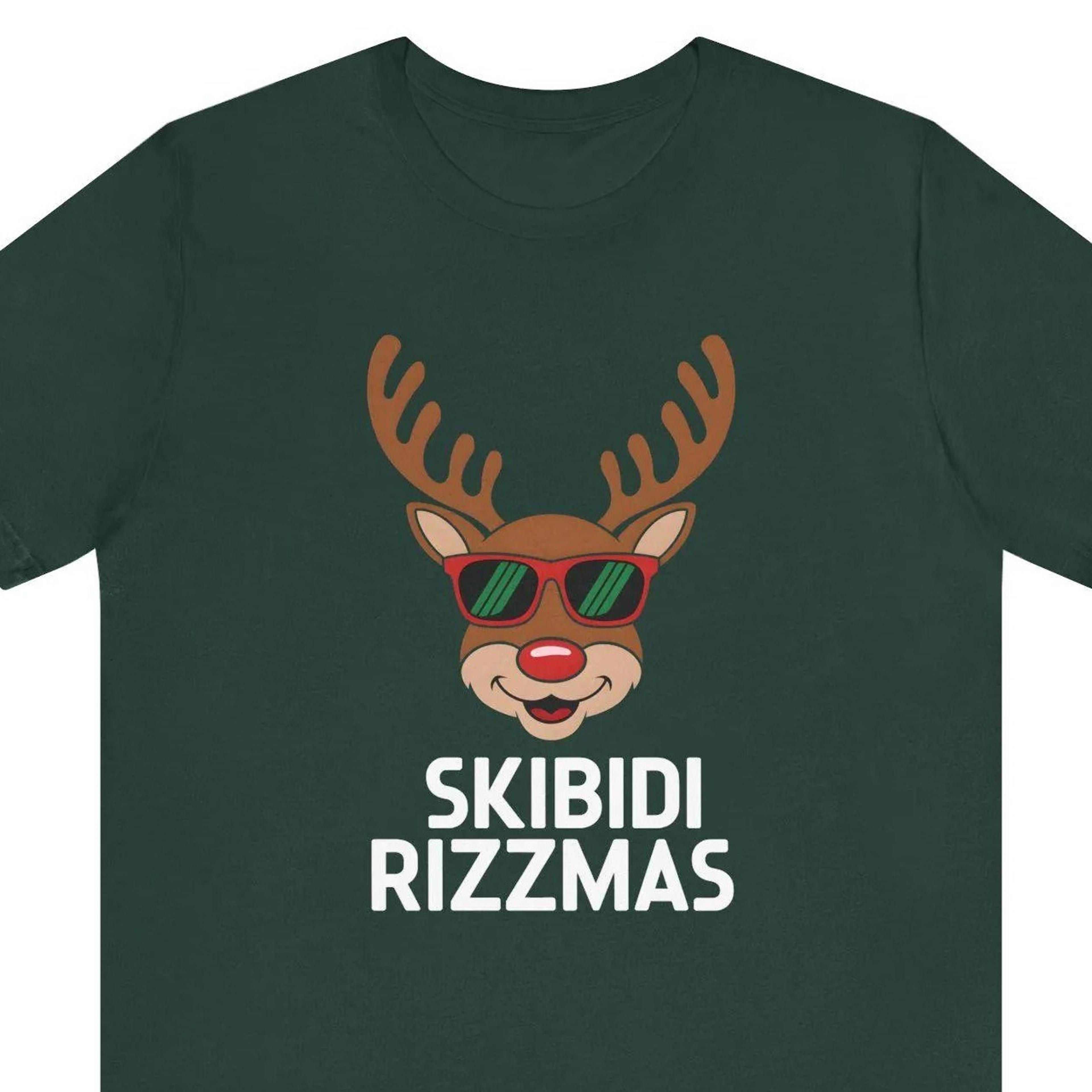 skibidi rizzmas shirt, funny reindeer christmas shirt, cool holiday gift, rizz rudolph shirt