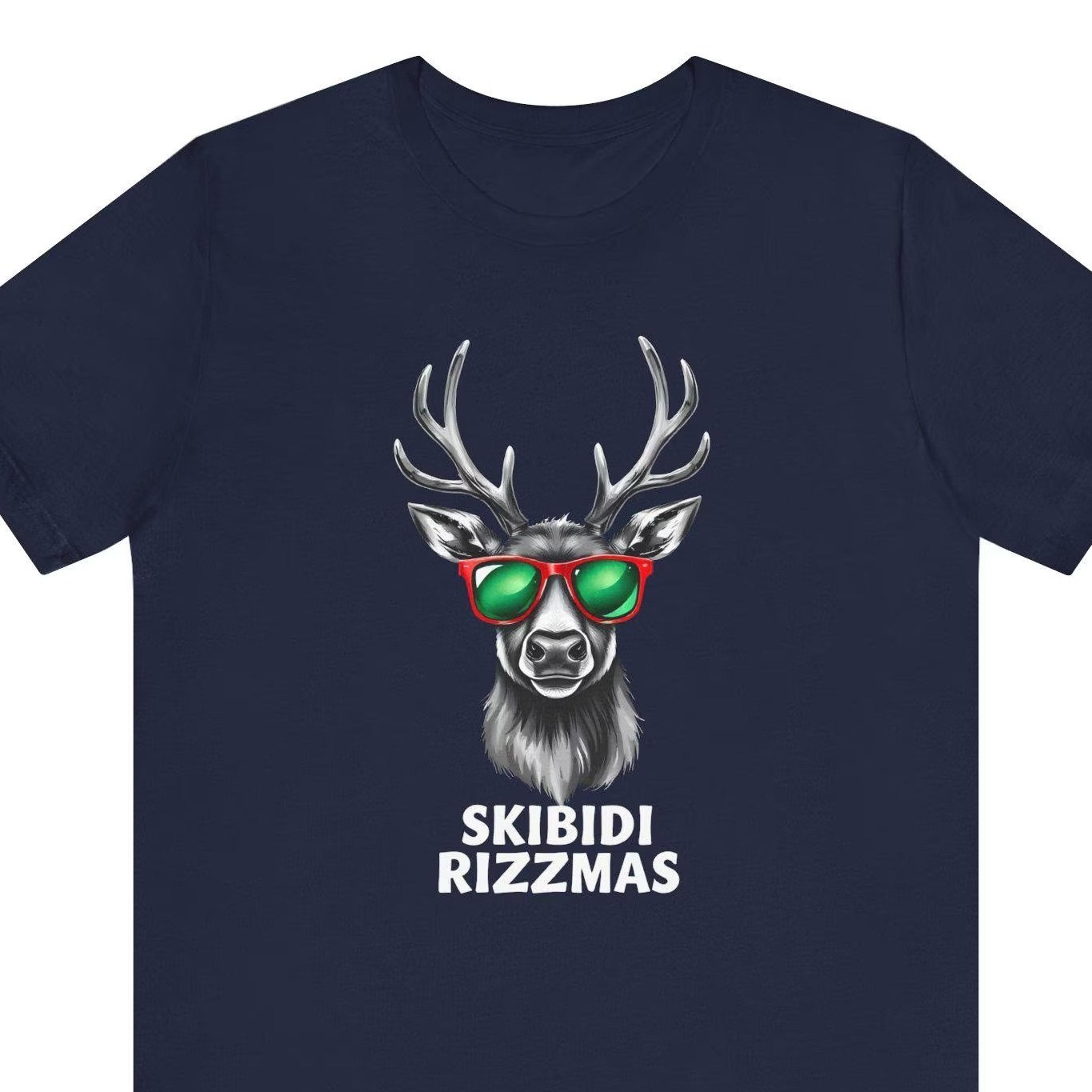 skibidi rizzmas shirt, funny reindeer christmas shirt, cool holiday gift