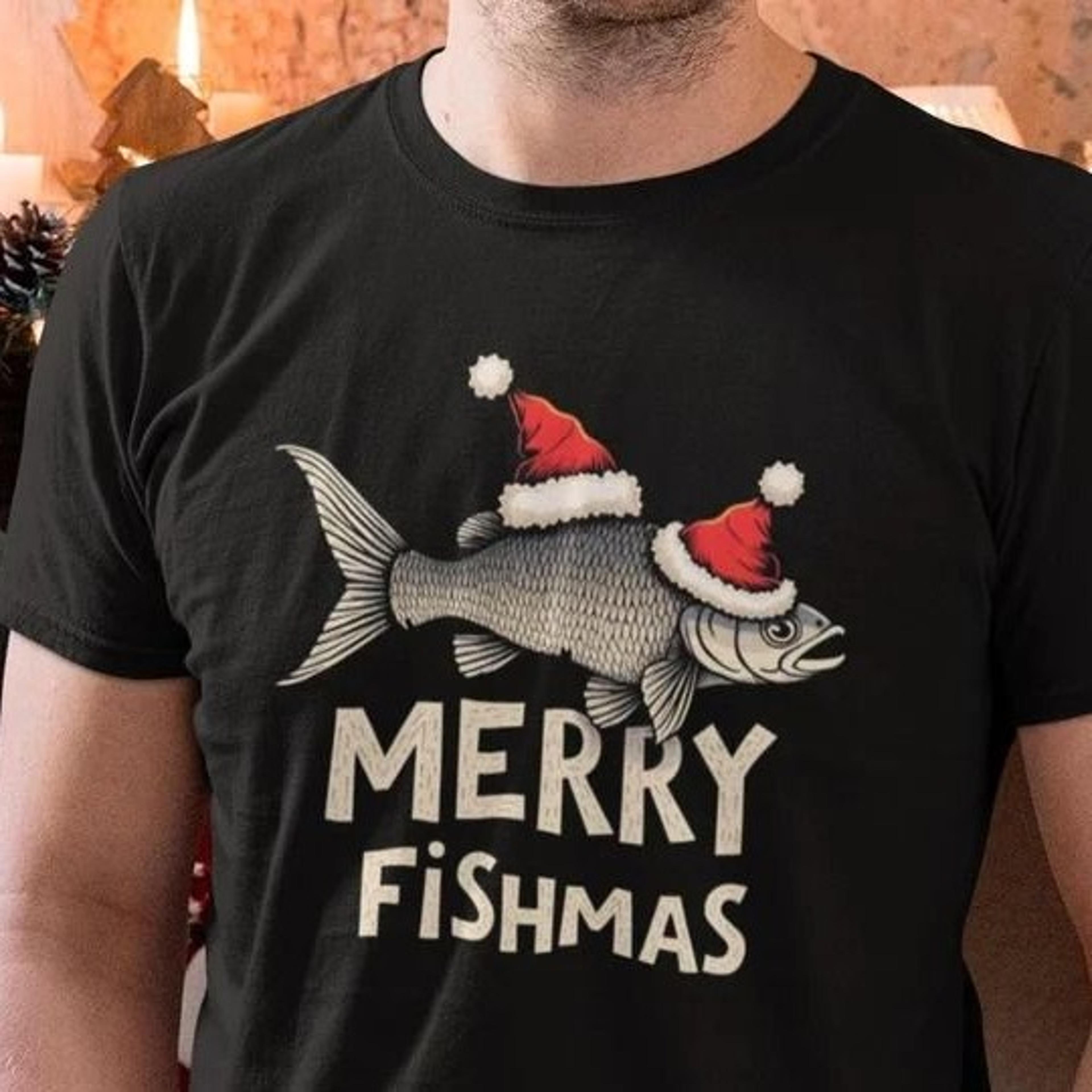 merry fishmas shirt, funny fish tshirt, christmas fishing shirt