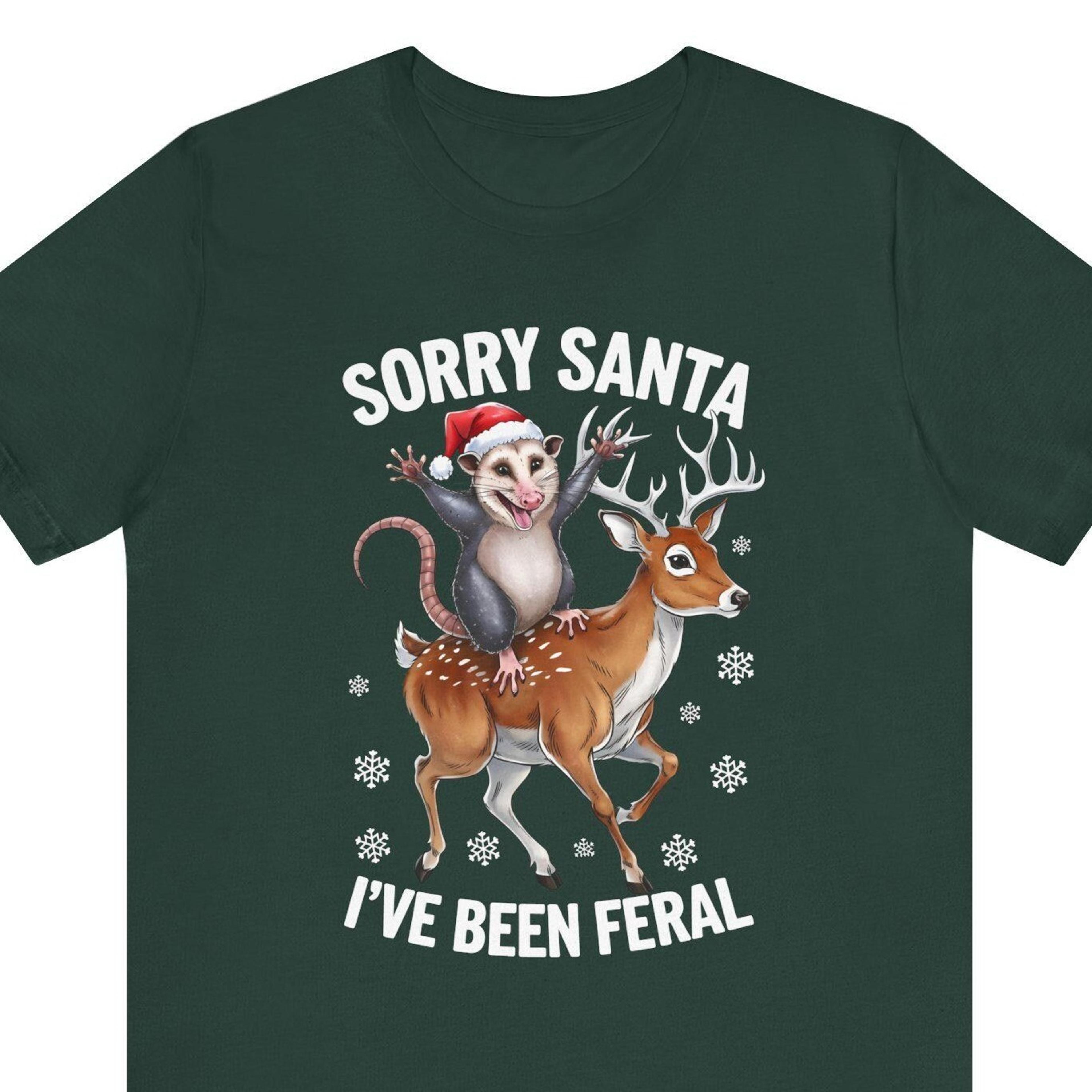funny christmas opossum shirt, sorry santa ive been feral shirt, funny christmas tee, funny christmas