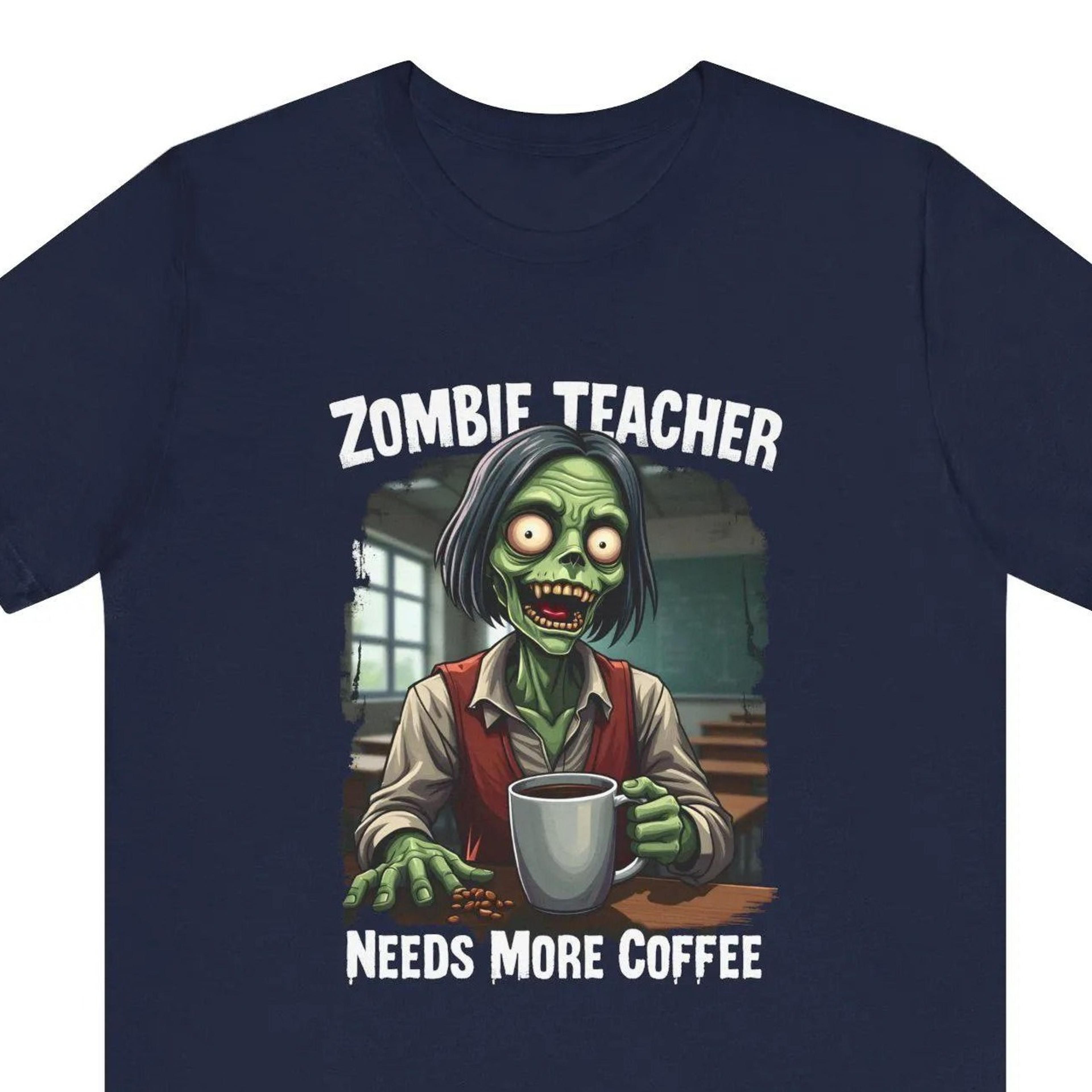 zombie teacher shirt, funny halloween teacher t-shirt, coffee lover teacher tee, teacher halloween
