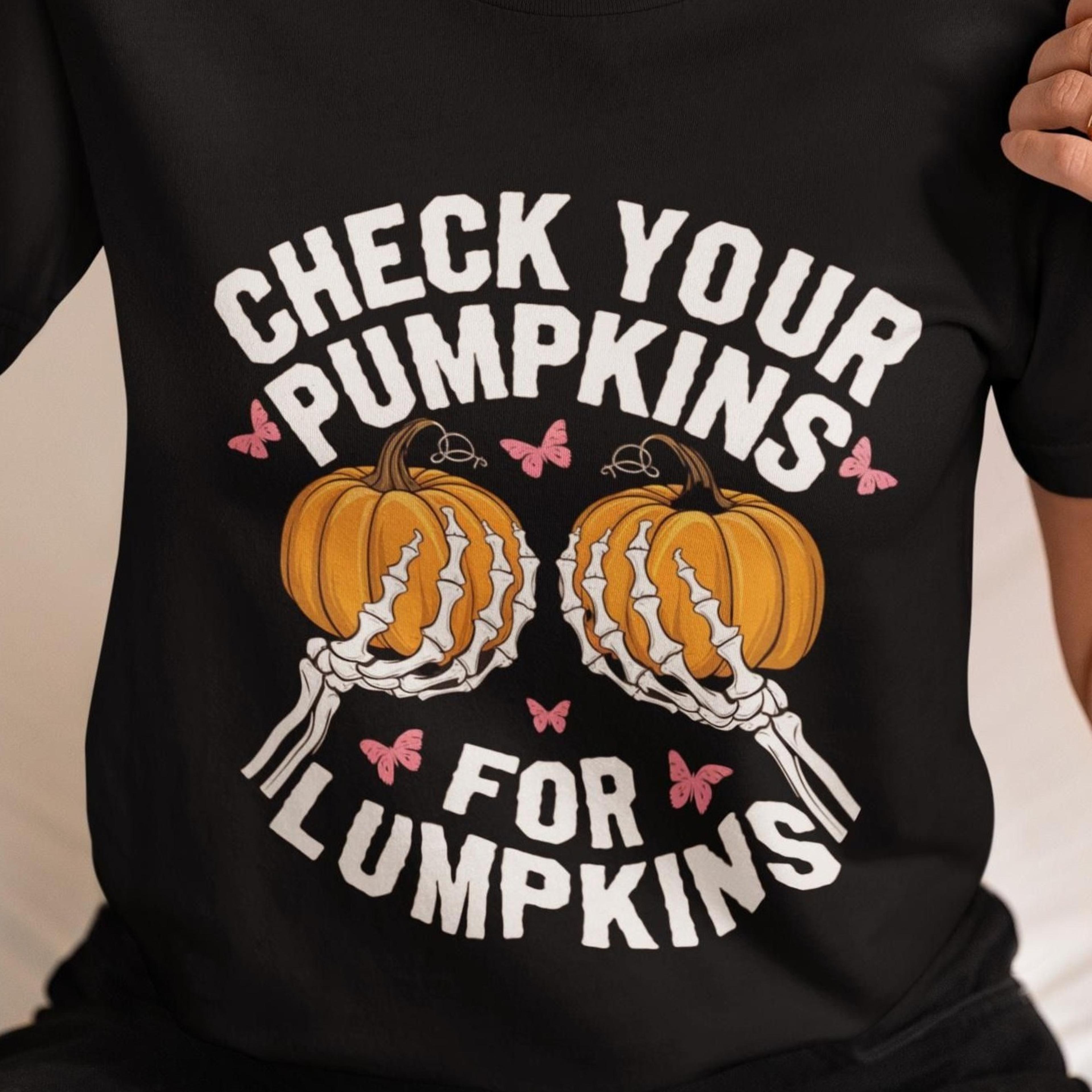 check your pumpkins shirt, breast cancer awareness halloween tee, funny womens halloween shirt