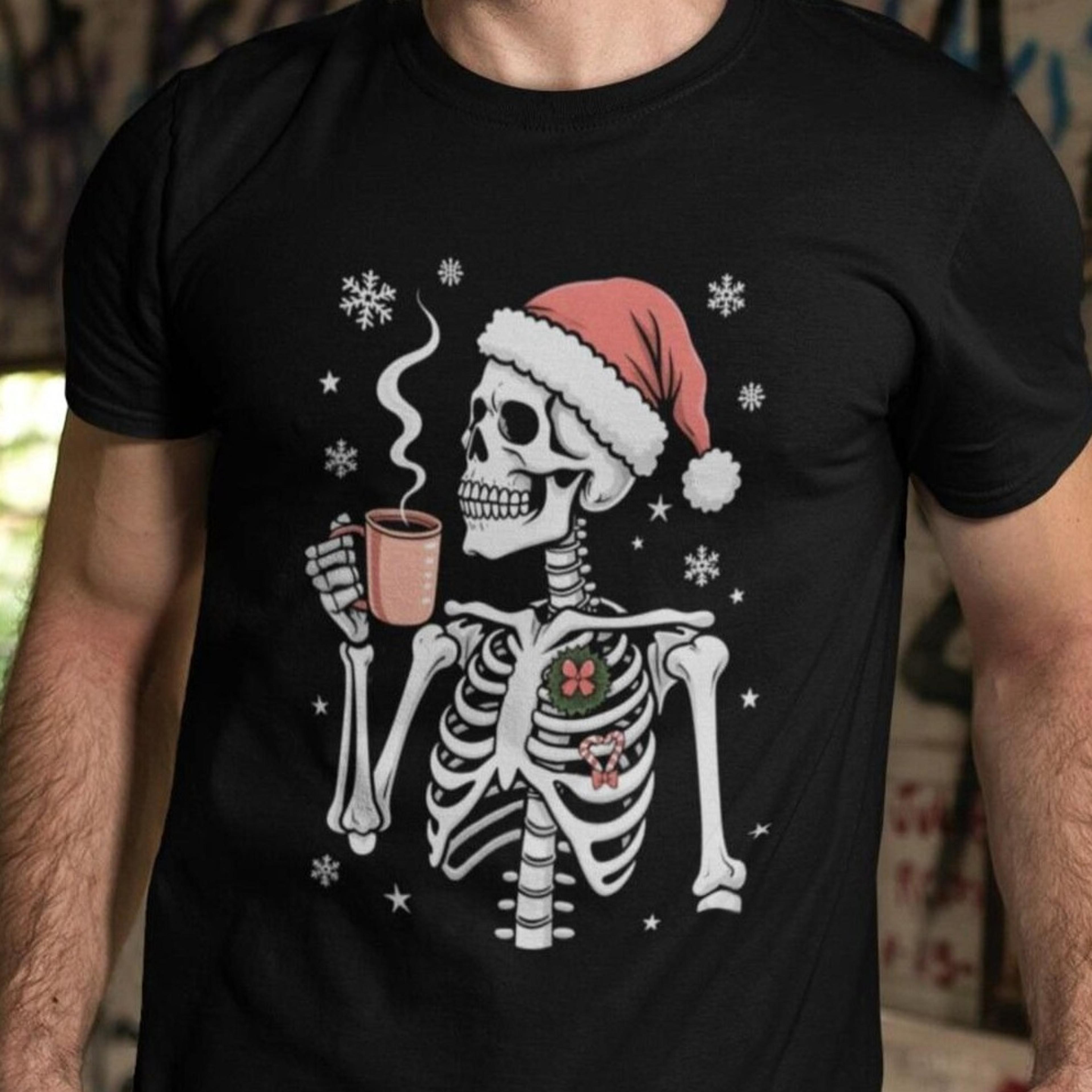 skeleton christmas shirt, dead inside christmas tee, christmas coffee lover shirt, sarcastic christmas tee
