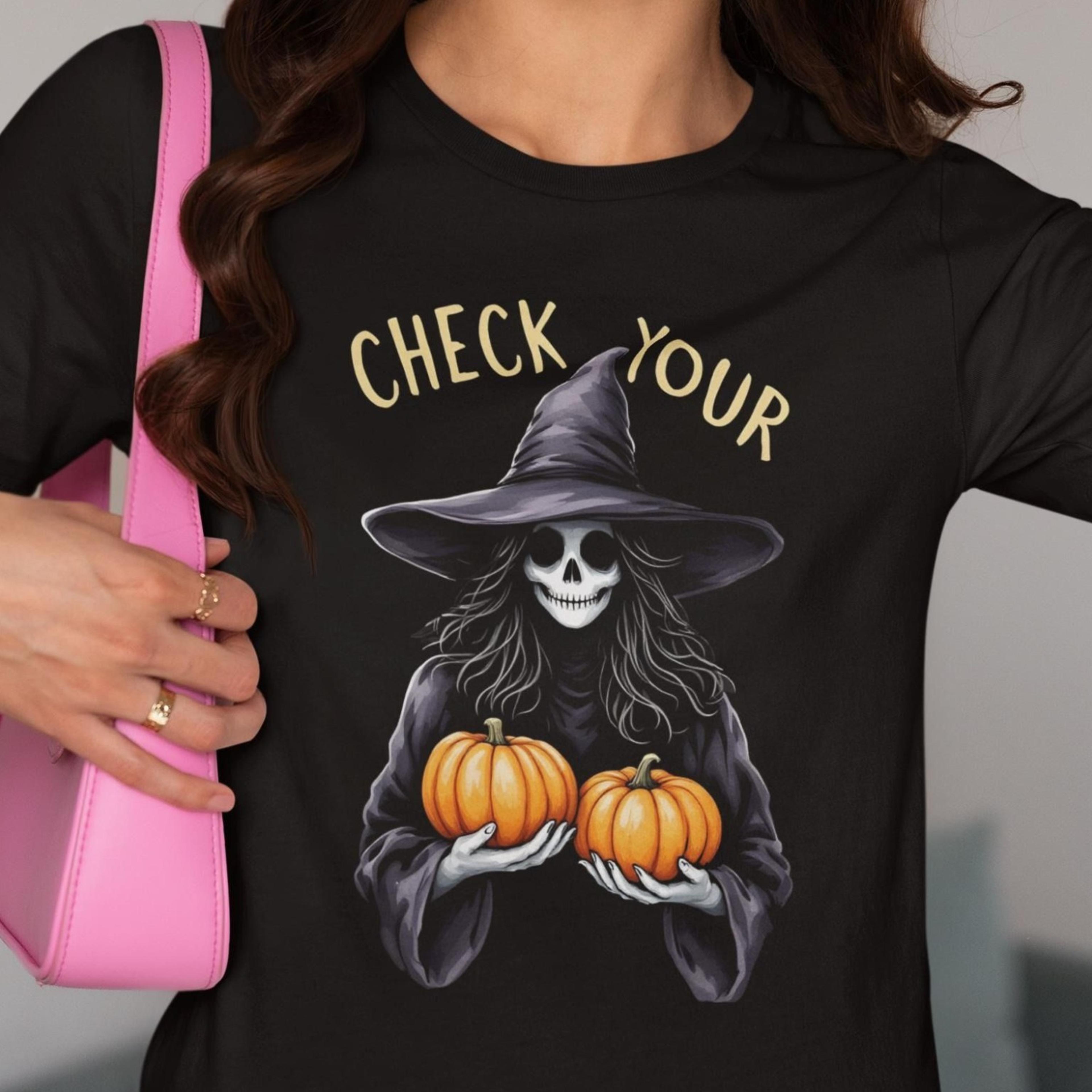 breast cancer awareness halloween shirt, check your pumpkins tee, breast cancer support shirt