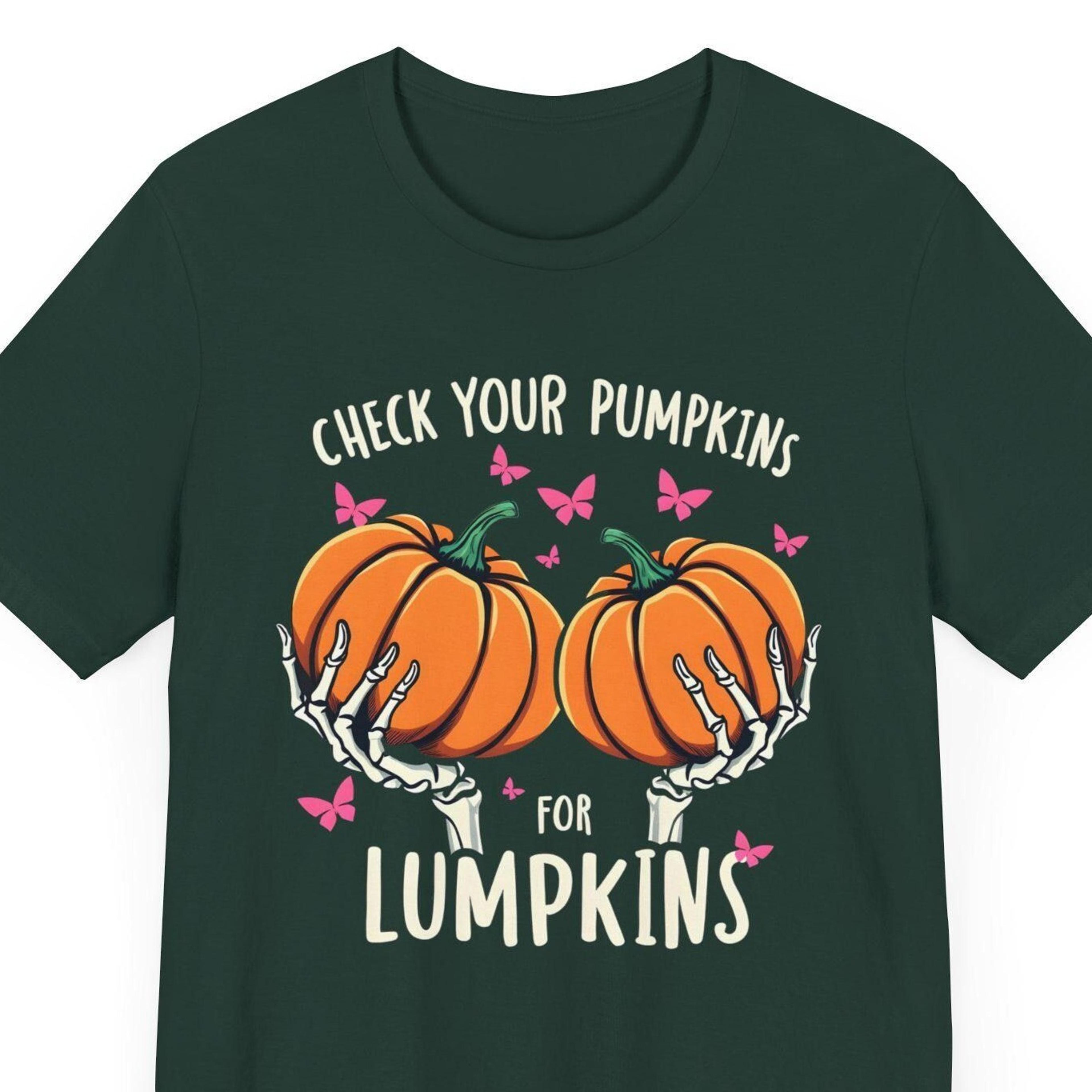 check your pumpkins for lumpkins shirt, breast cancer awareness tshirt, pink october halloween