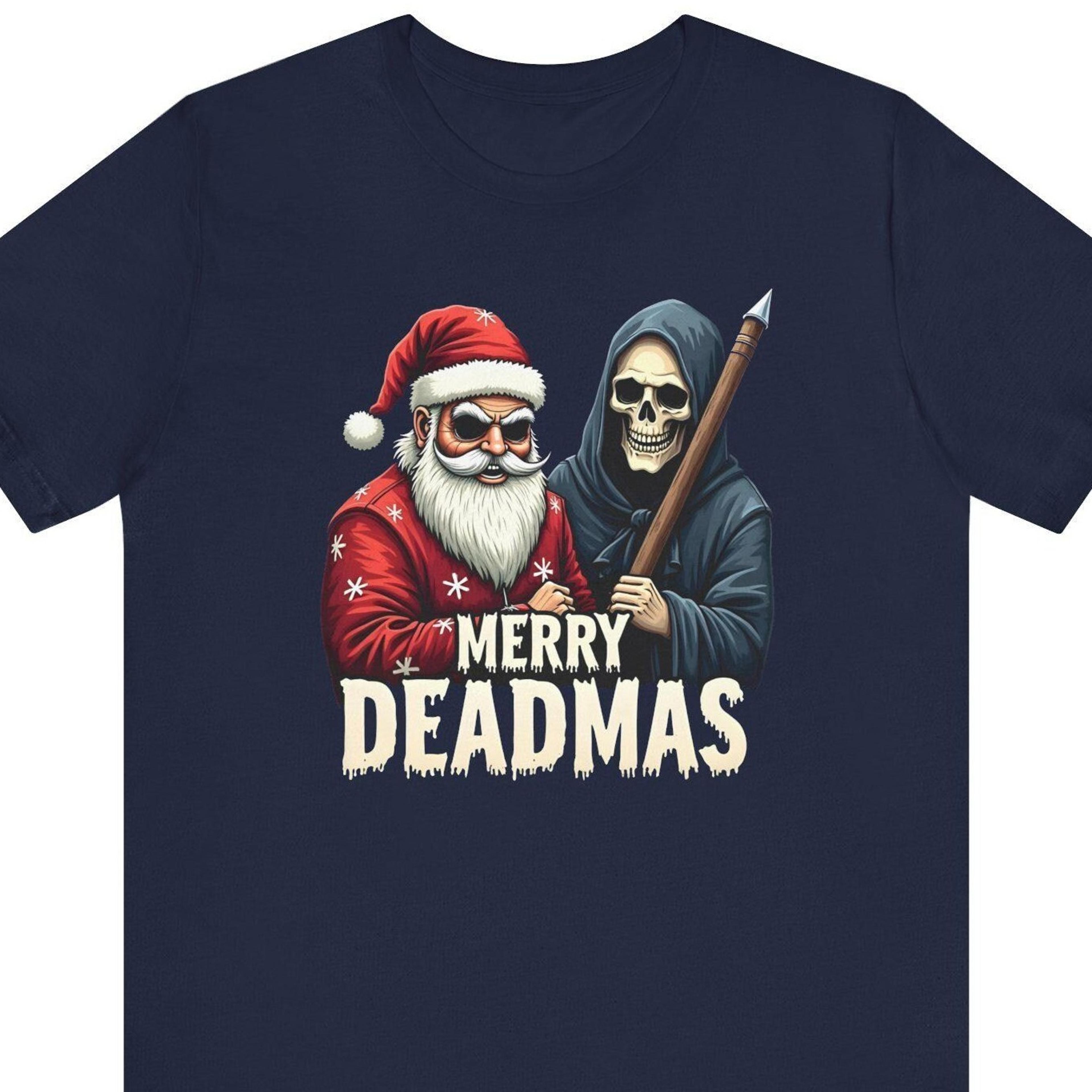 spooky christmas shirt for horror lovers, merry deadmas shirt, grim reaper santa tee