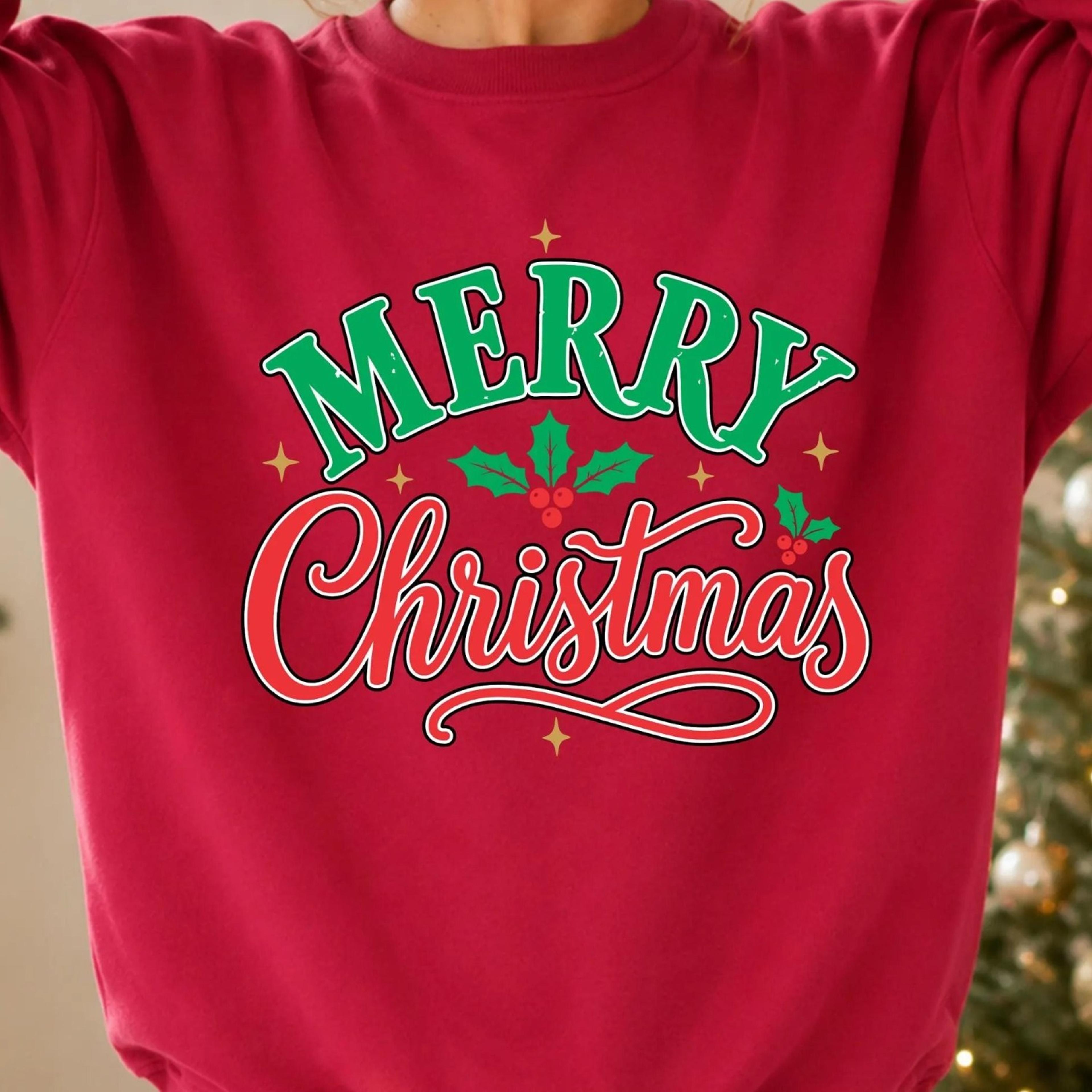 merry christmas sweatshirt, classic christmas crewneck, cute holiday sweater, womens xmas sweatshirt, christmas