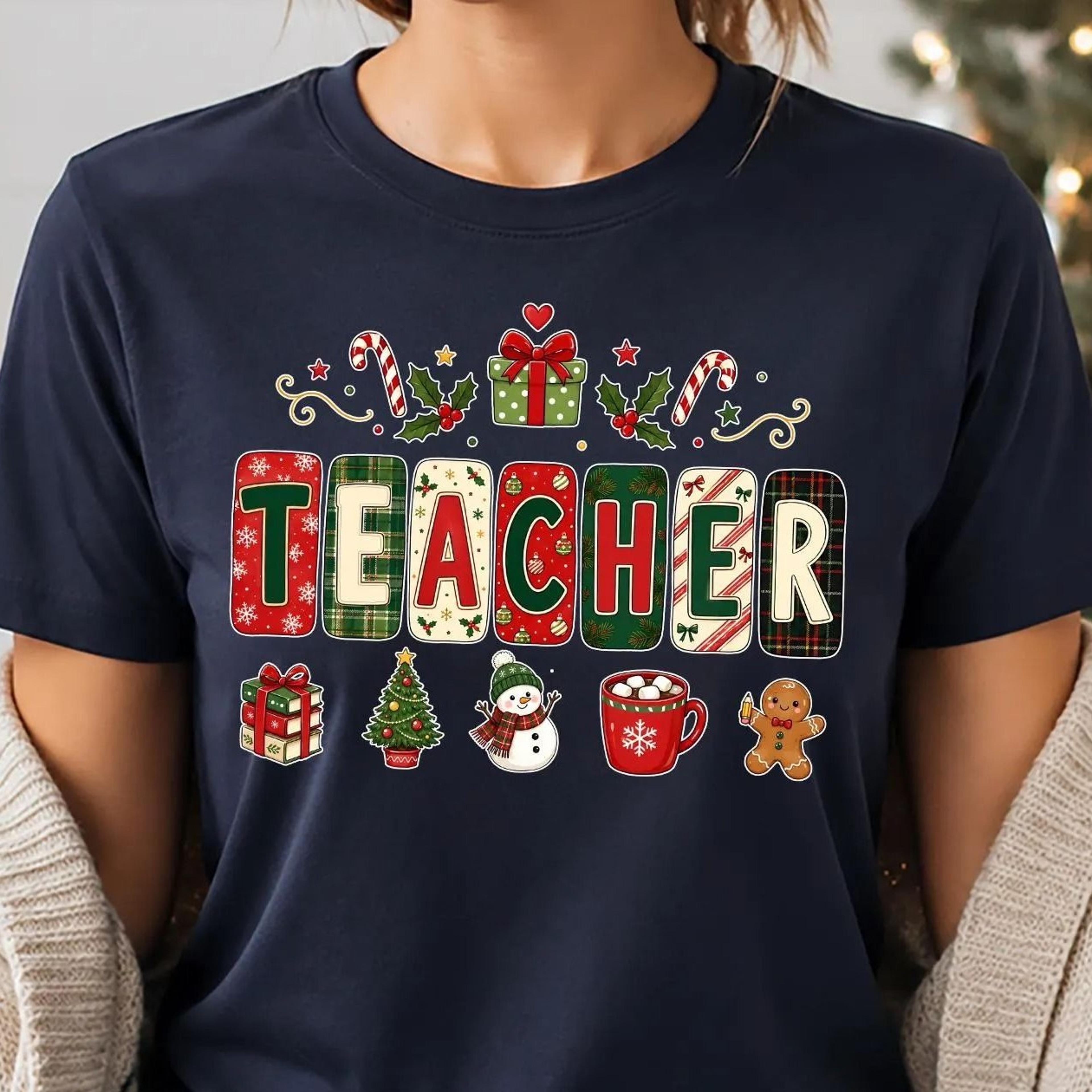 christmas teacher shirt, cute teacher christmas tee, teacher holiday gift, teacher appreciation shirt