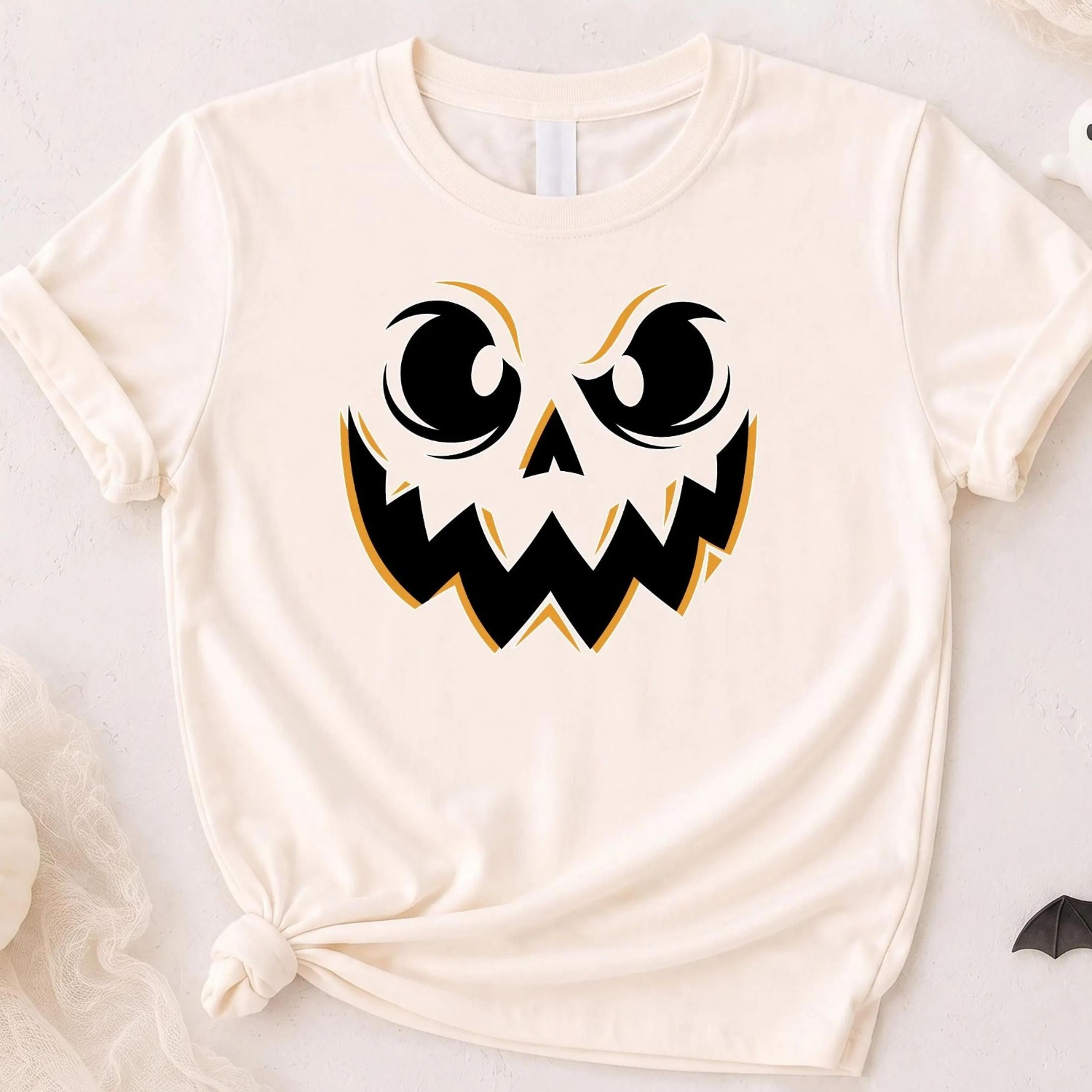 scary pumpkin face halloween shirt, spooky jack o lantern tee, creepy ghost face shirt, mens womens halloween tee