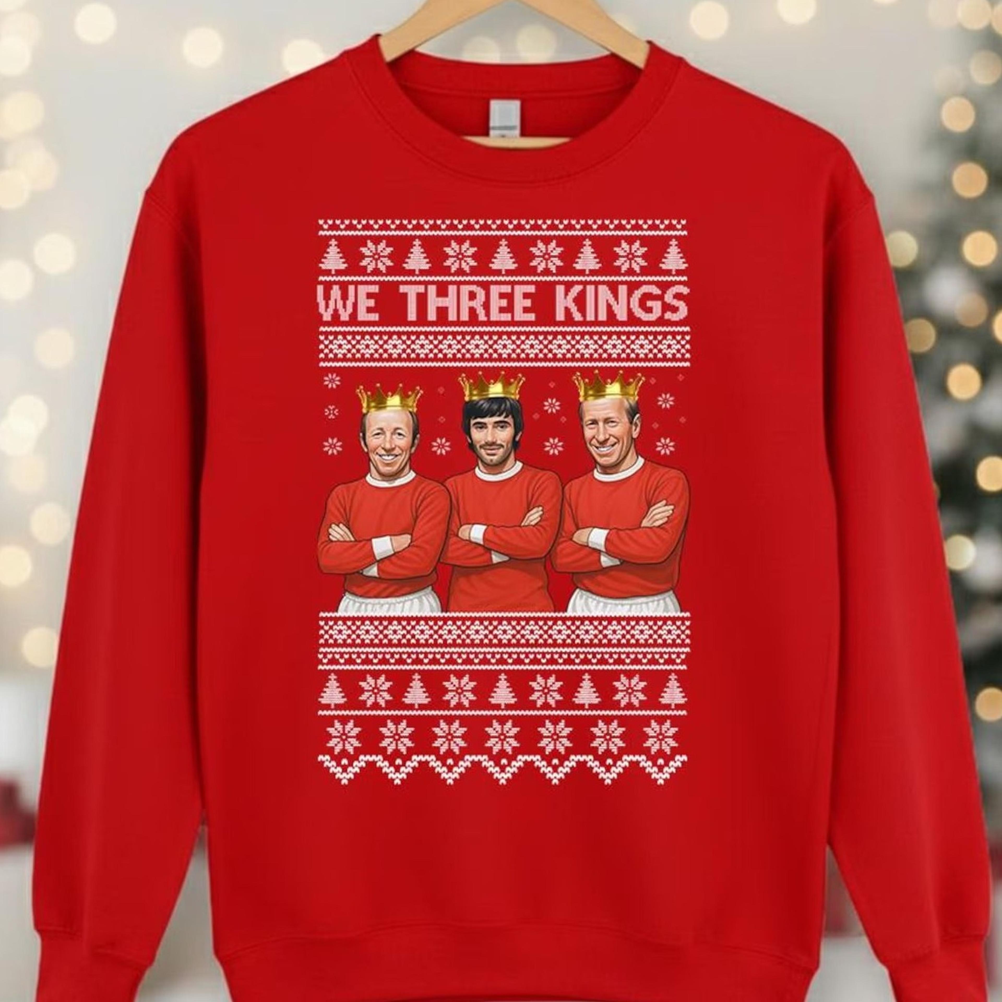 best law charlton we three kings united christmas jumper, funny manchester united ugly xmas sweater