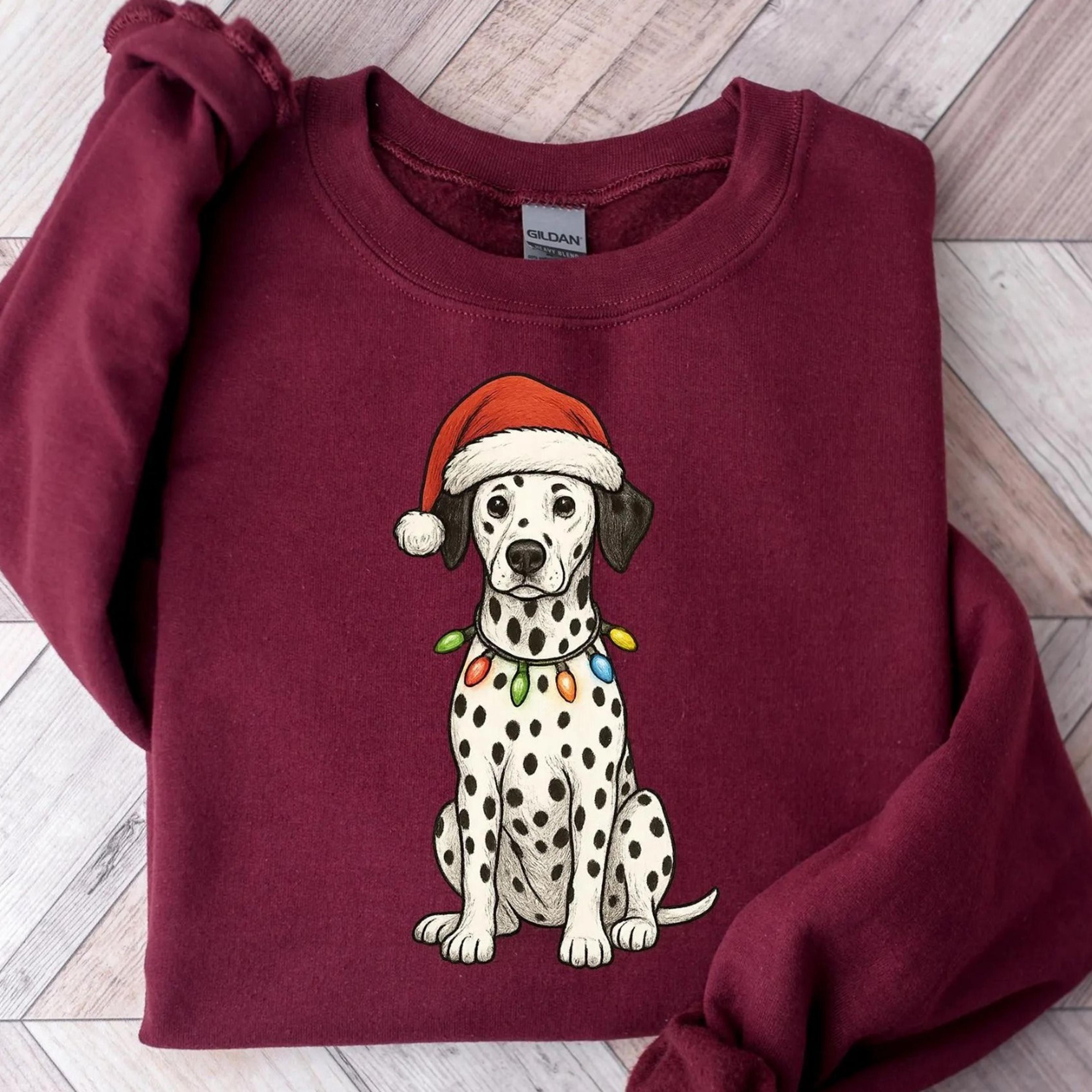 cute dalmatian christmas sweatshirt, dog mom holiday jumper, festive puppy sweater, xmas dog lover gift, winter dog mom