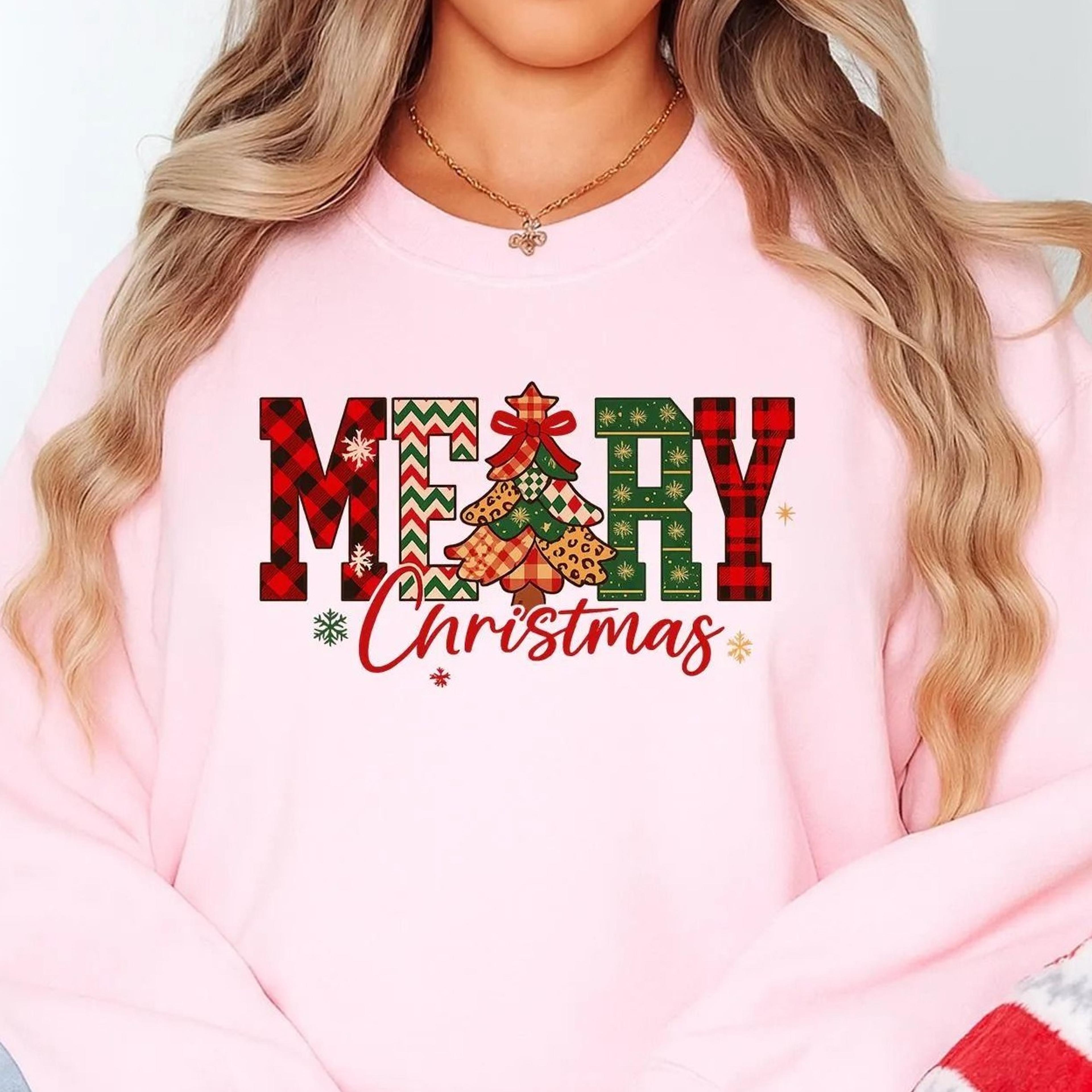 cute coquette xmas sweatshirt, xmas bow christmas tree jumper, soft girl holiday sweater, aesthetic merry christmas