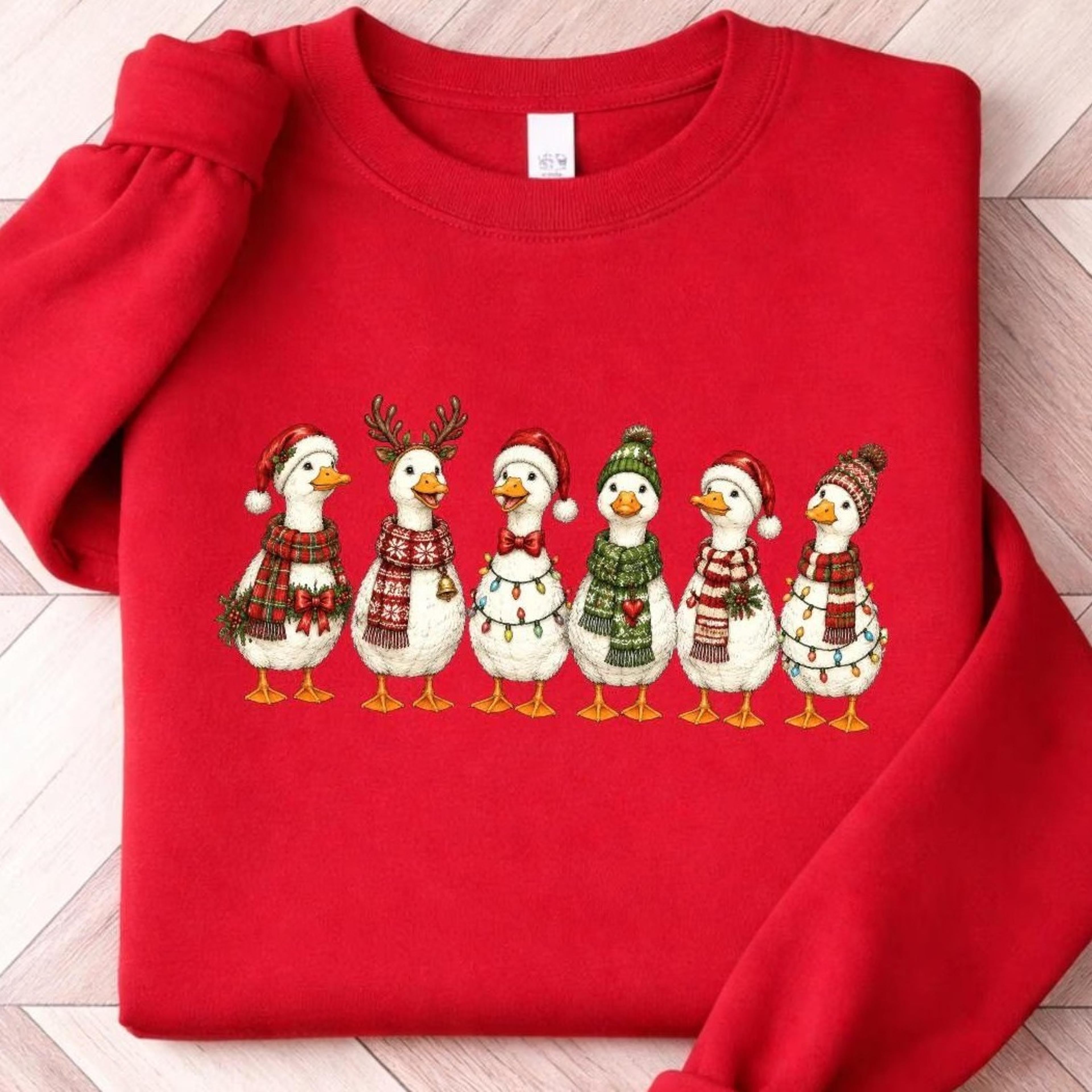 christmas duck sweatshirt, funny farm animal christmas crewneck, retro duck holiday sweater, country christmas