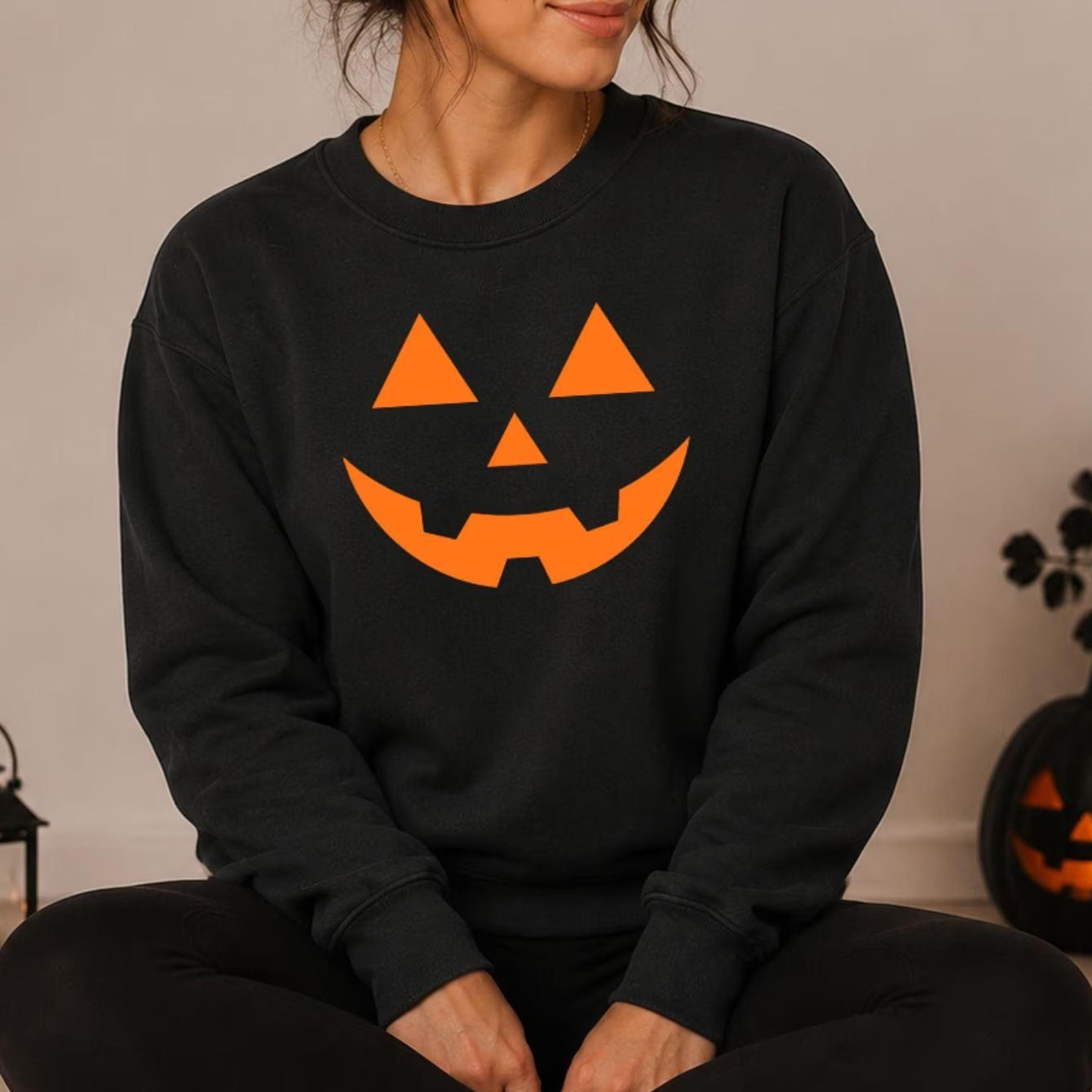 jack o lantern halloween sweatshirt, pumpkin face sweatshirt, spooky season sweatshirt, fall halloween costume gift
