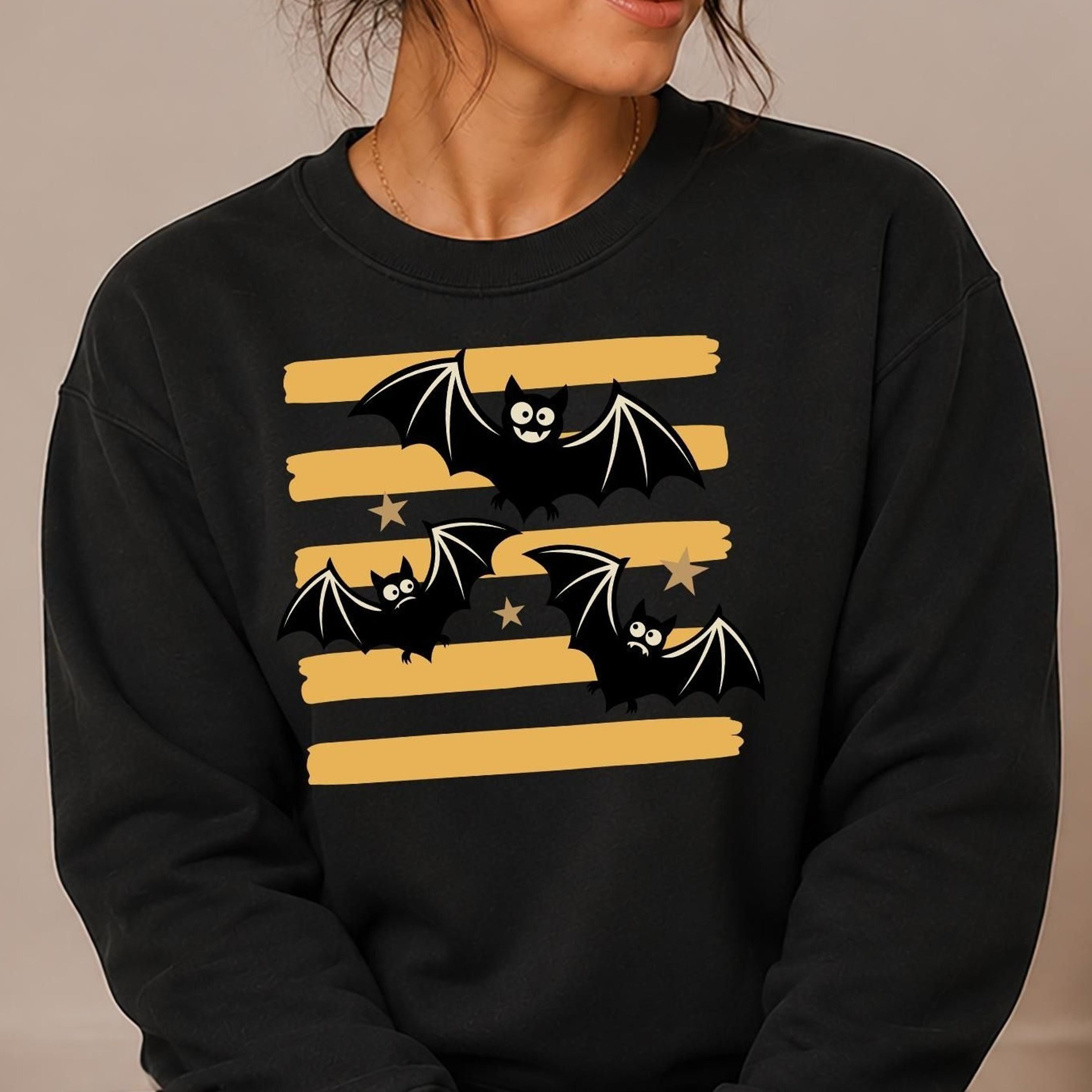 cute bats halloween sweatshirt, funny bat crewneck, spooky season sweater, retro fall halloween sweatshirt