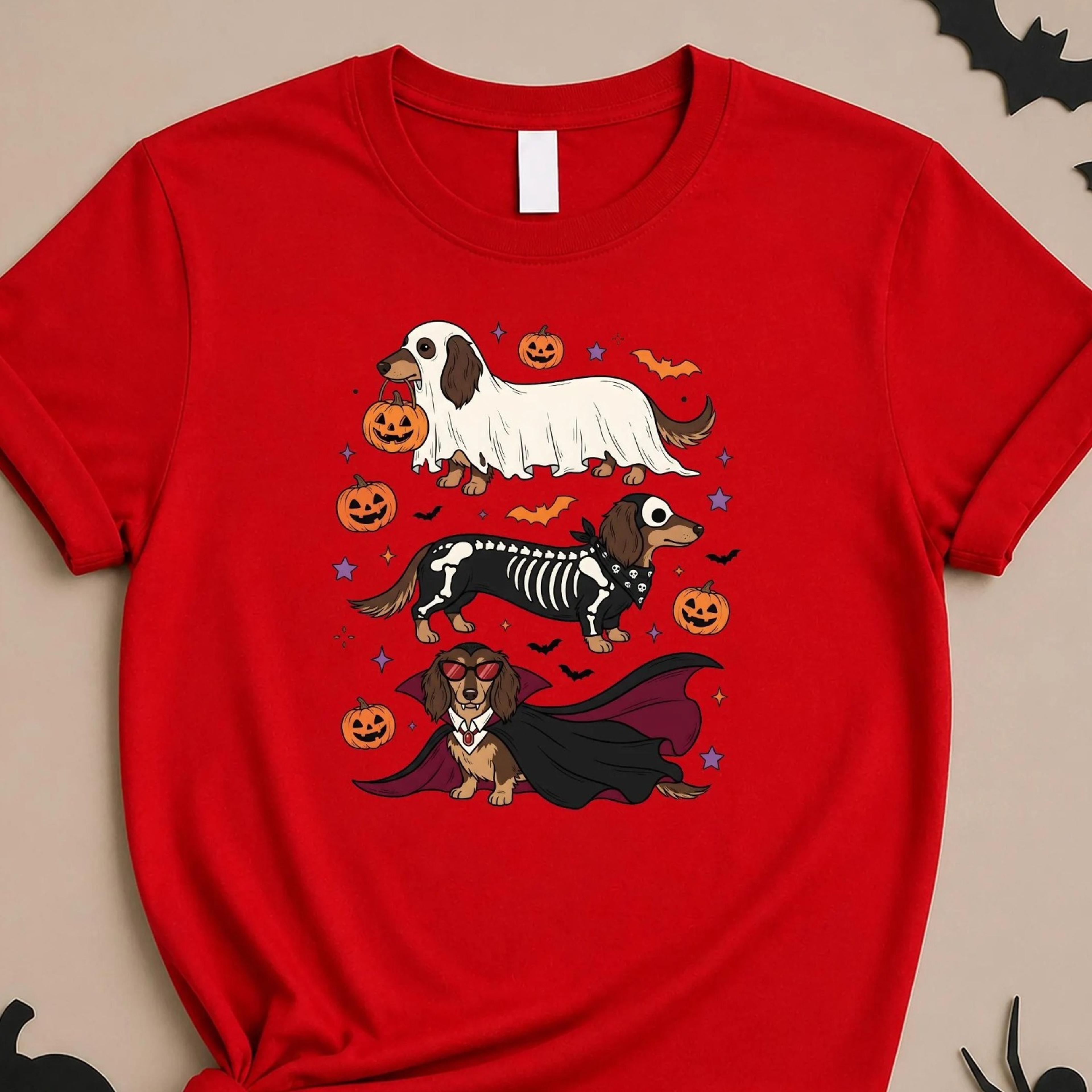 halloween dachshund shirt, cute doxie costume tee, wiener dog halloween shirt, spooky season dog lover tee