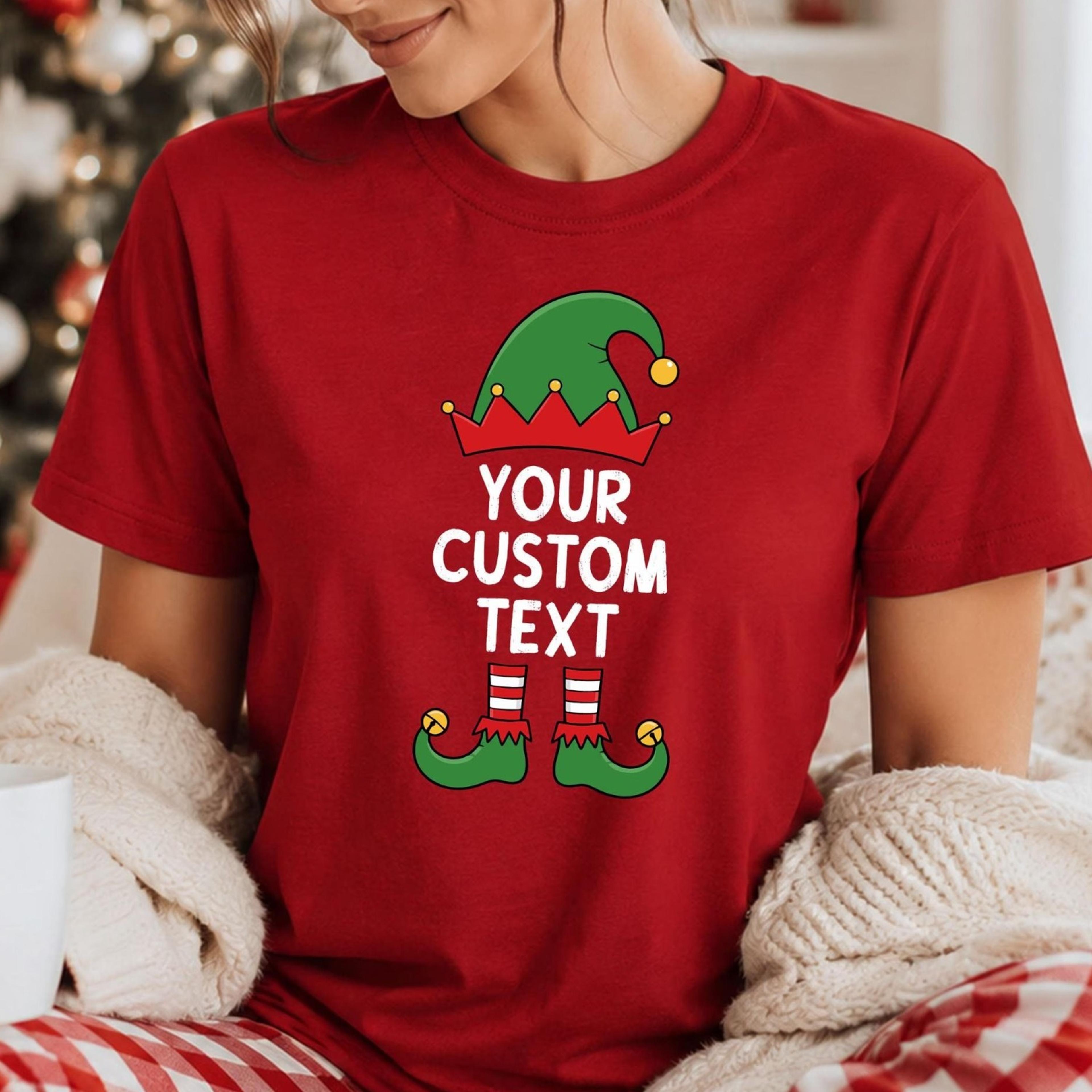 elf family christmas shirt, custom text matching family elf tee, funny christmas group shirt