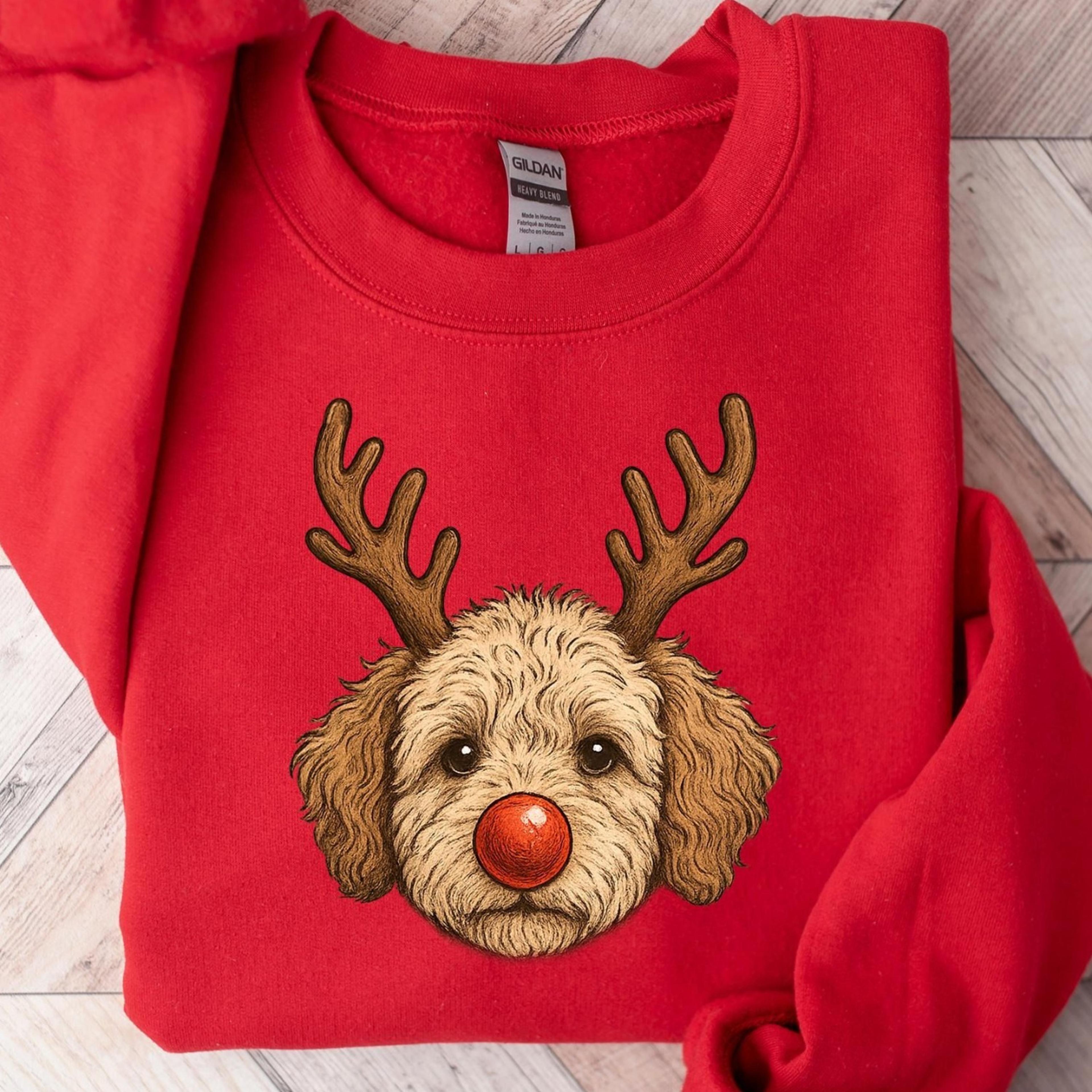 goldendoodle christmas jumper, cute dog lover holiday sweatshirt, festive xmas jumper, doodle mom gift