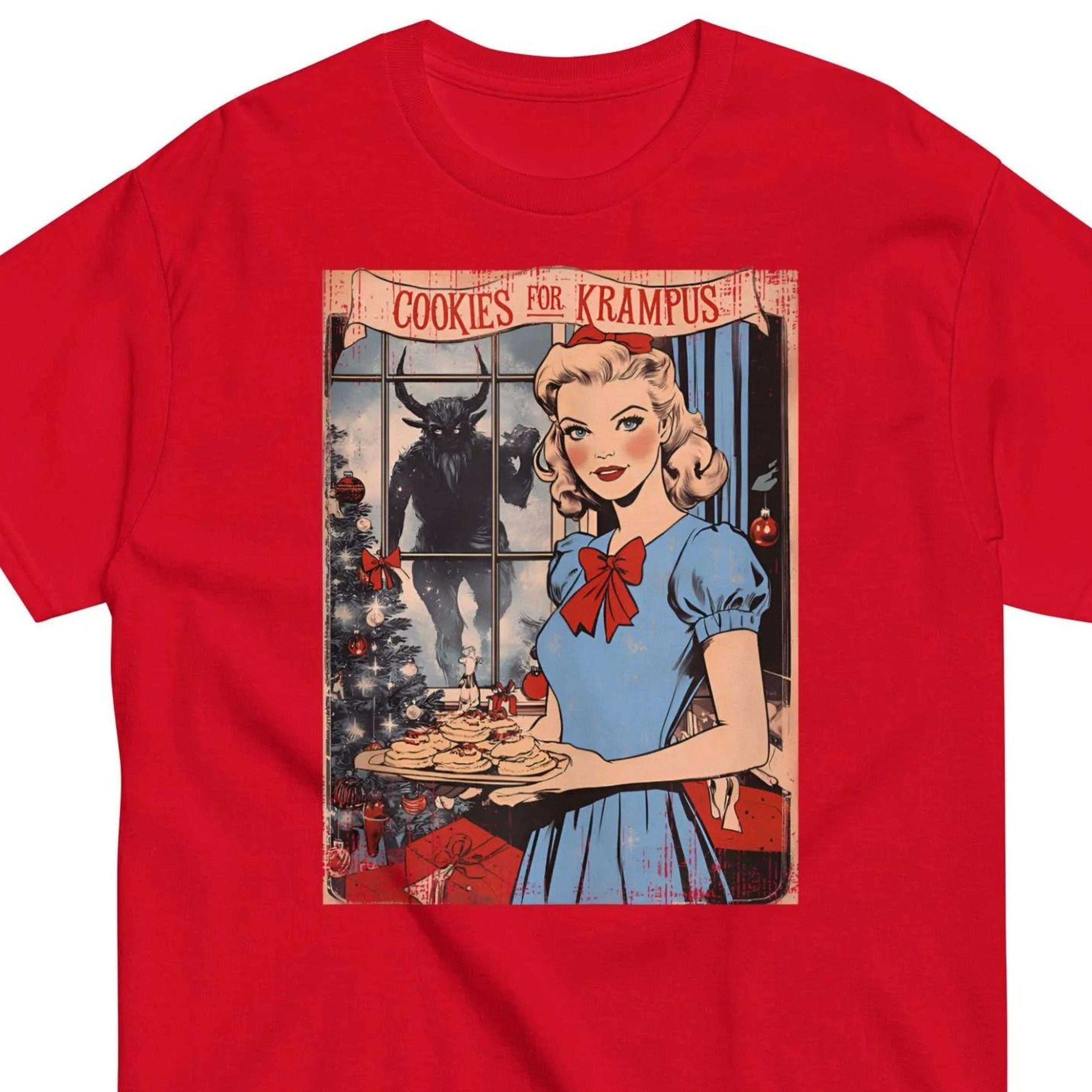 christmas cookies for krampus shirt vintage retro christmas tee dark holiday t-shirt xmas gift