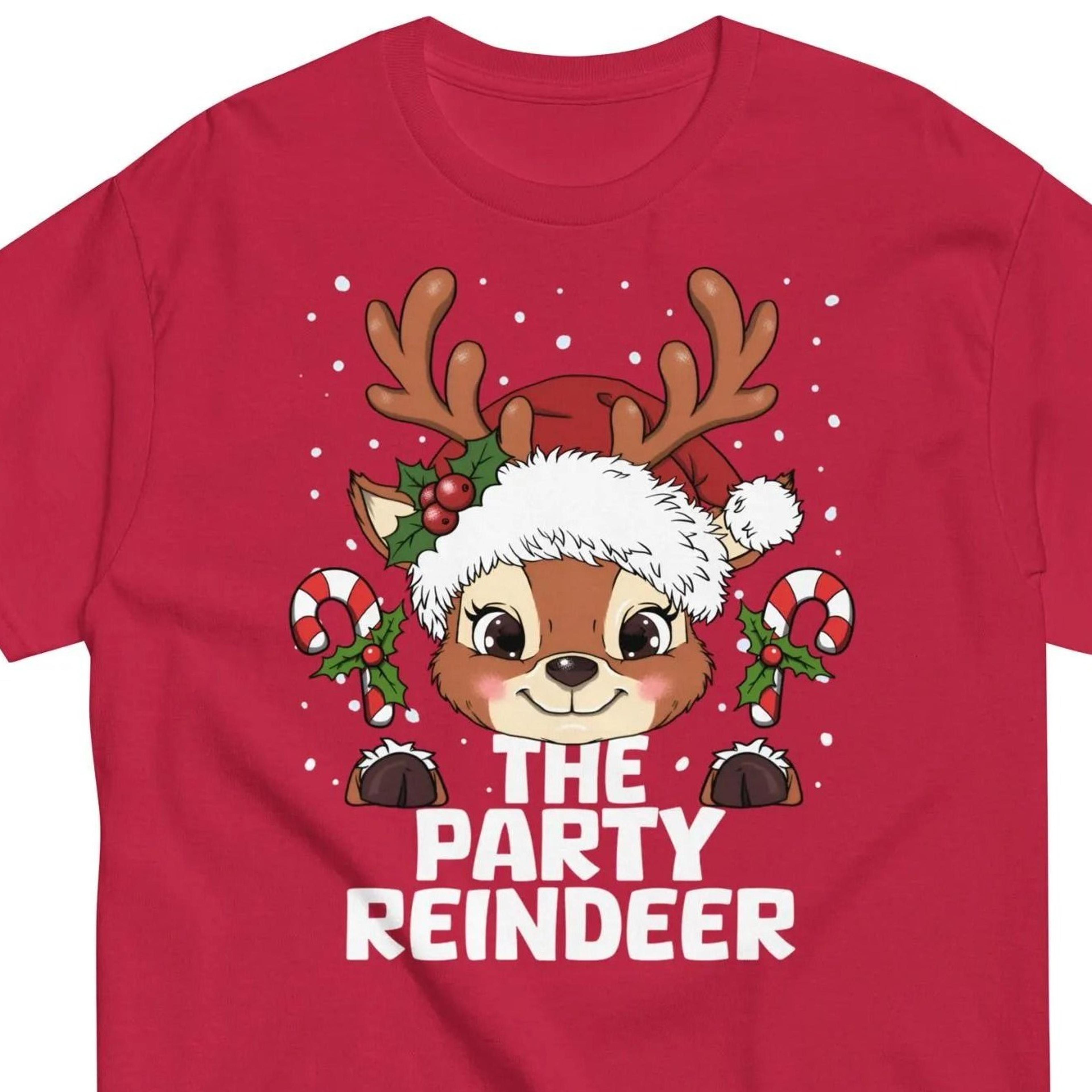 party reindeer shirt cute christmas tee reindeer santa hat t-shirt xmas gift