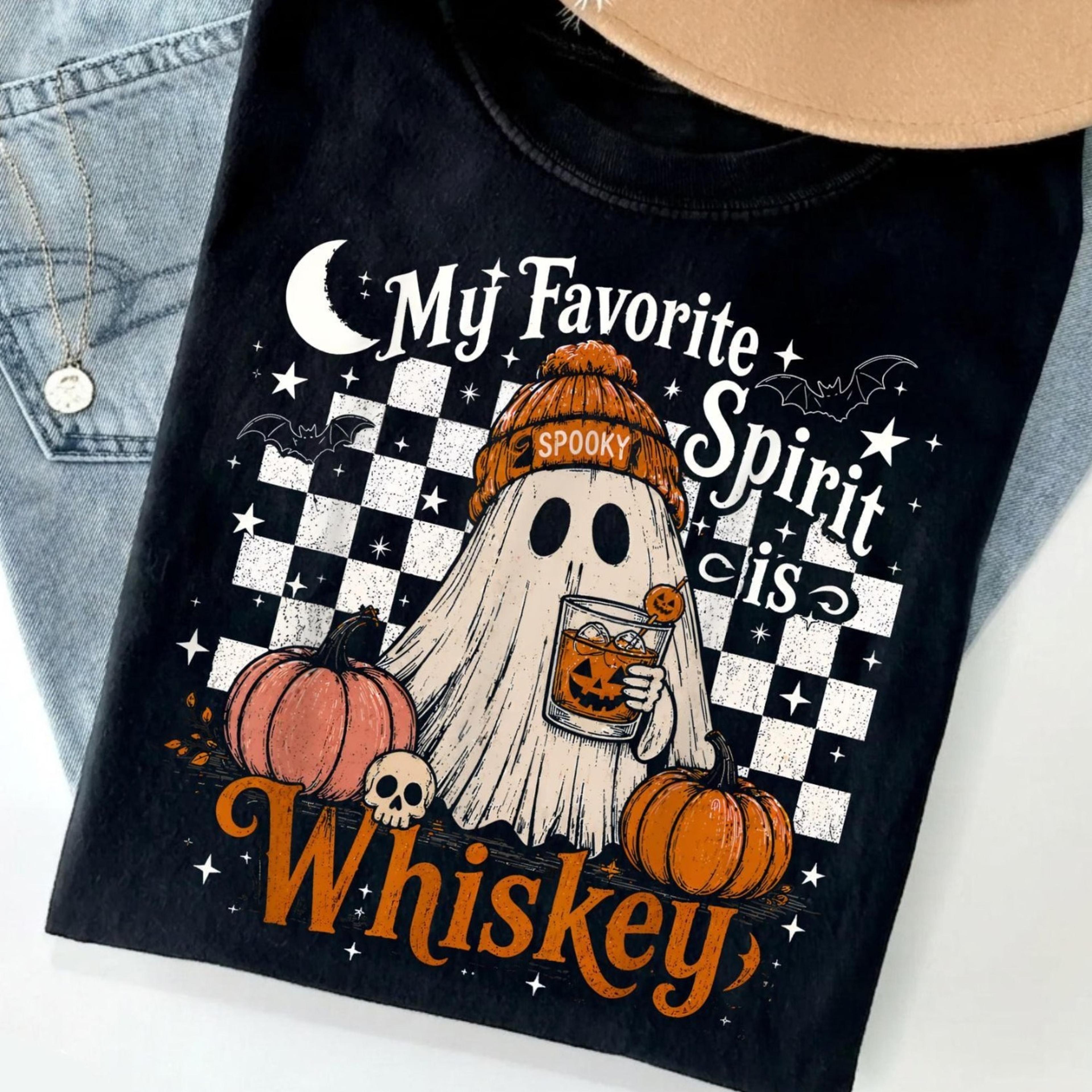 my favorite spirit is whiskey shirt funny ghost halloween tee whiskey lover t-shirt halloween gift