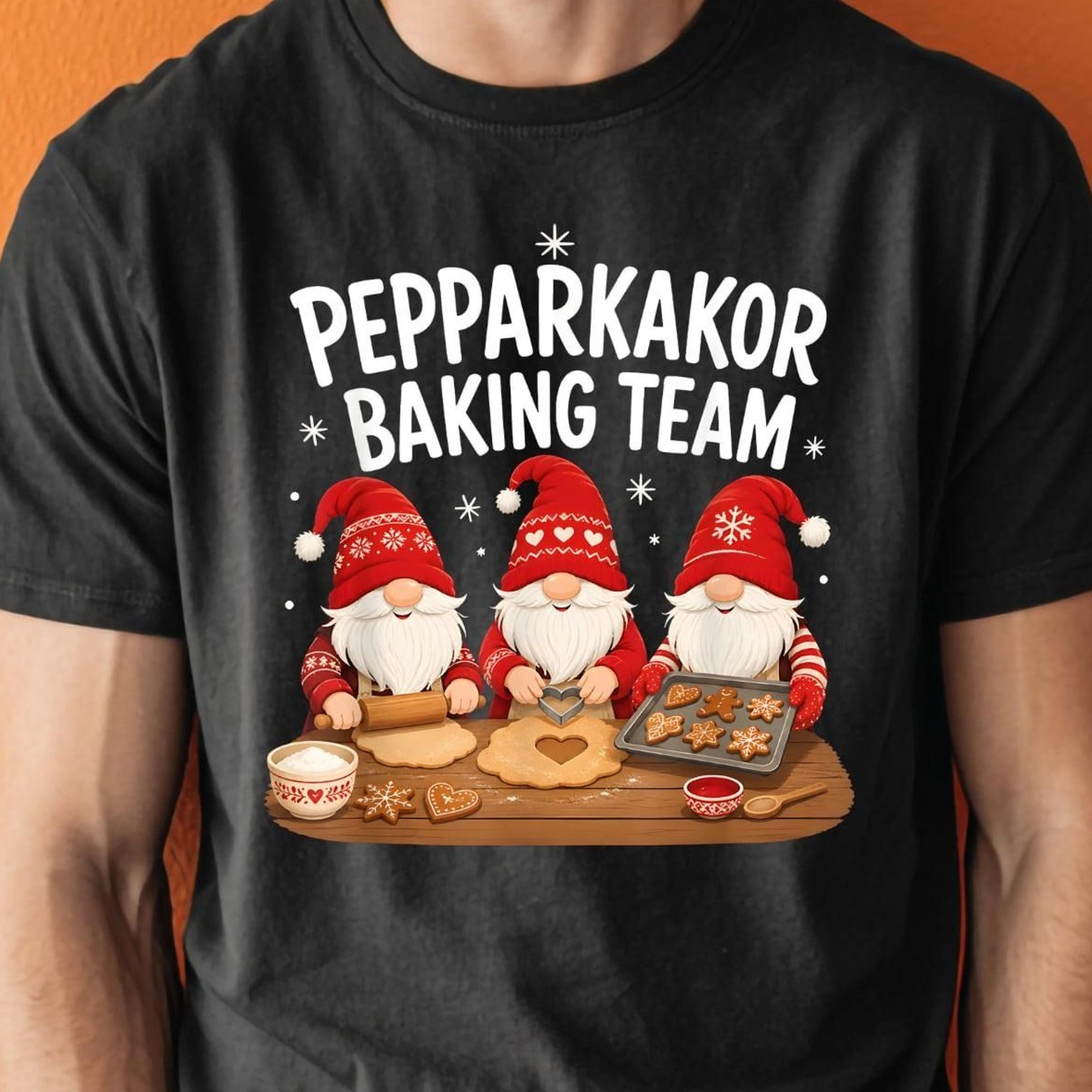 pepparkakor baking team shirt, christmas gnome baking shirt, swedish christmas gnome tee, cute gnome baker shirt