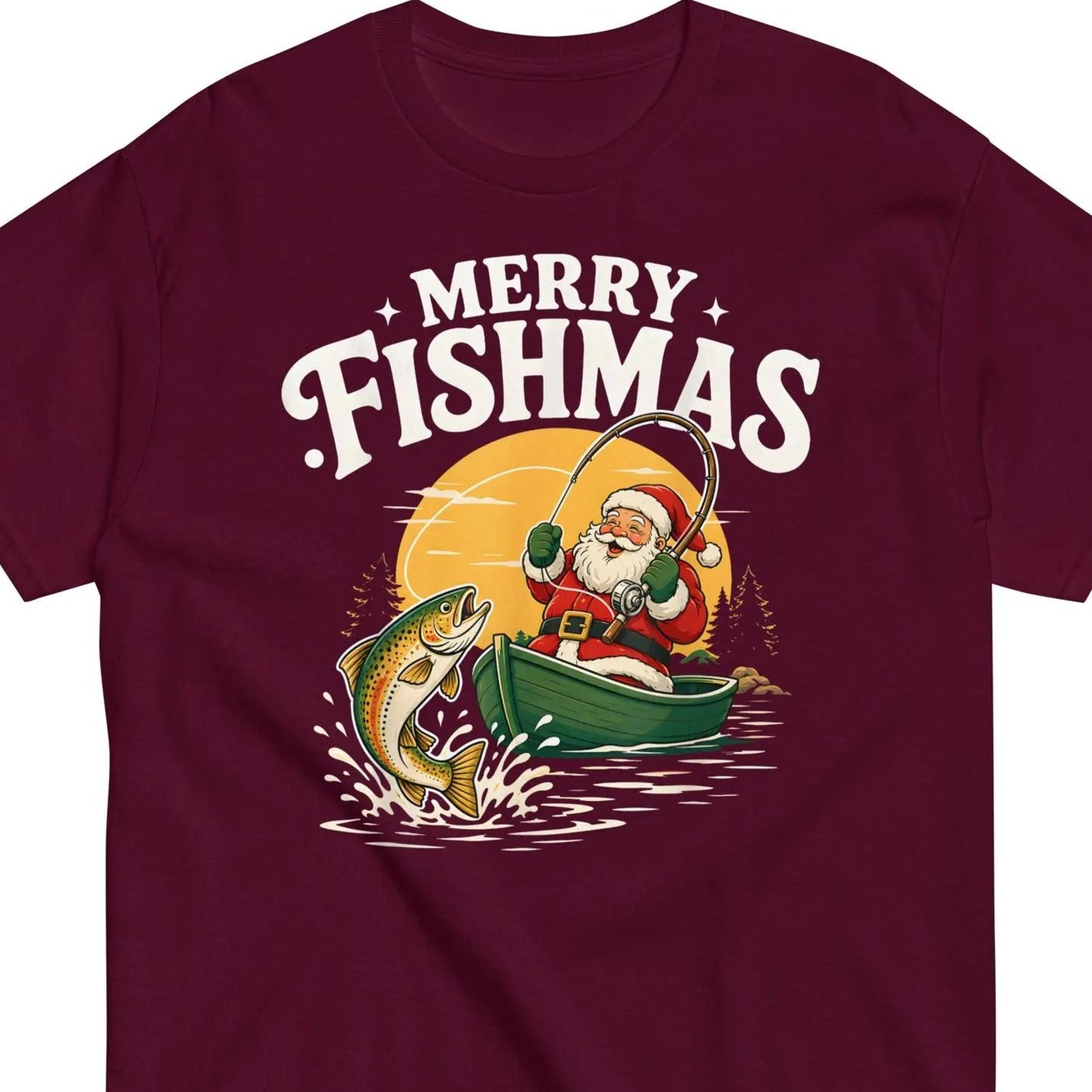 merry fishmas shirt, funny santa fishing shirt, christmas fishing gift tee, fisherman christmas shirt