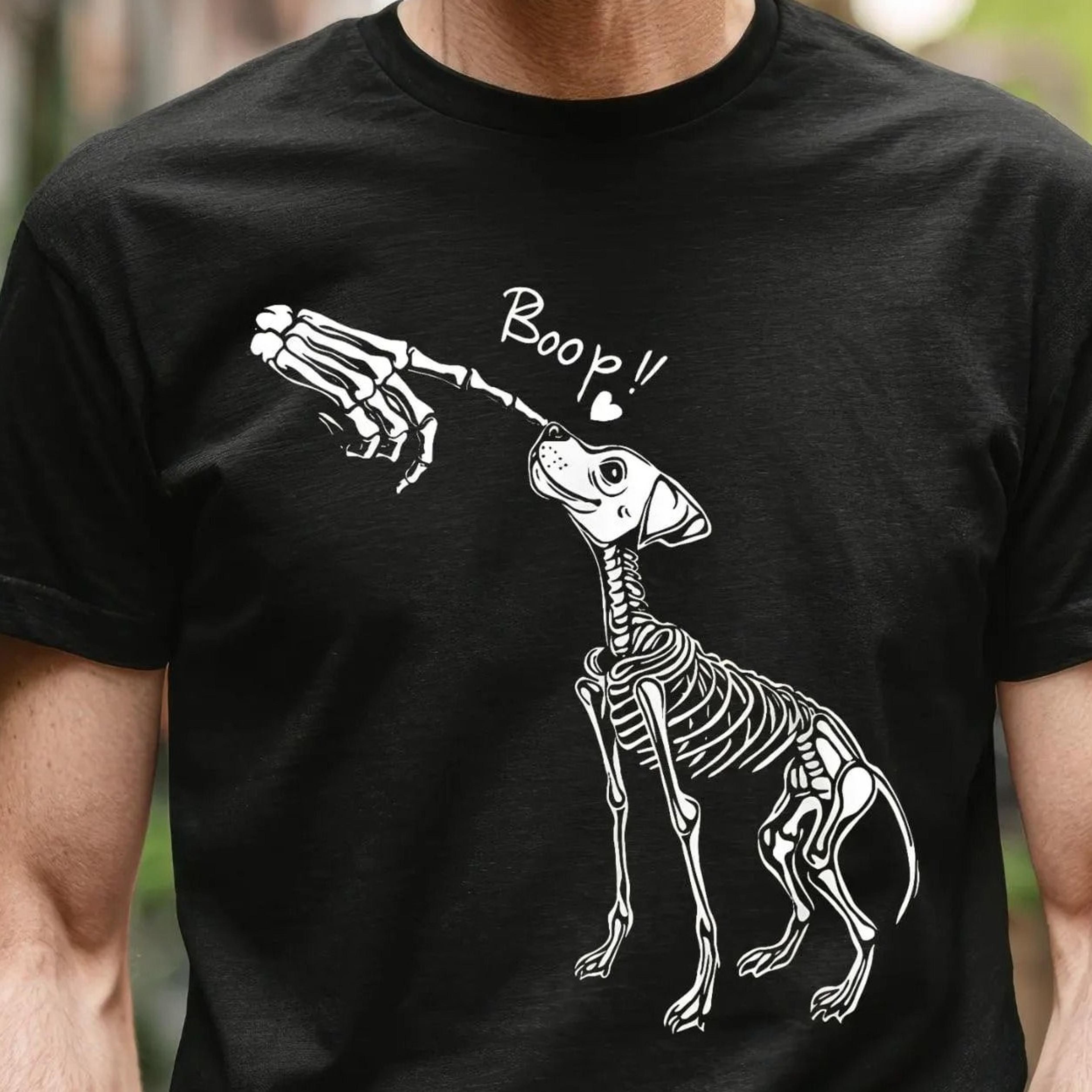 funny skeleton dog boop shirt, gothic dog lover t-shirt, halloween puppy skeleton tee, cute spooky pet gift