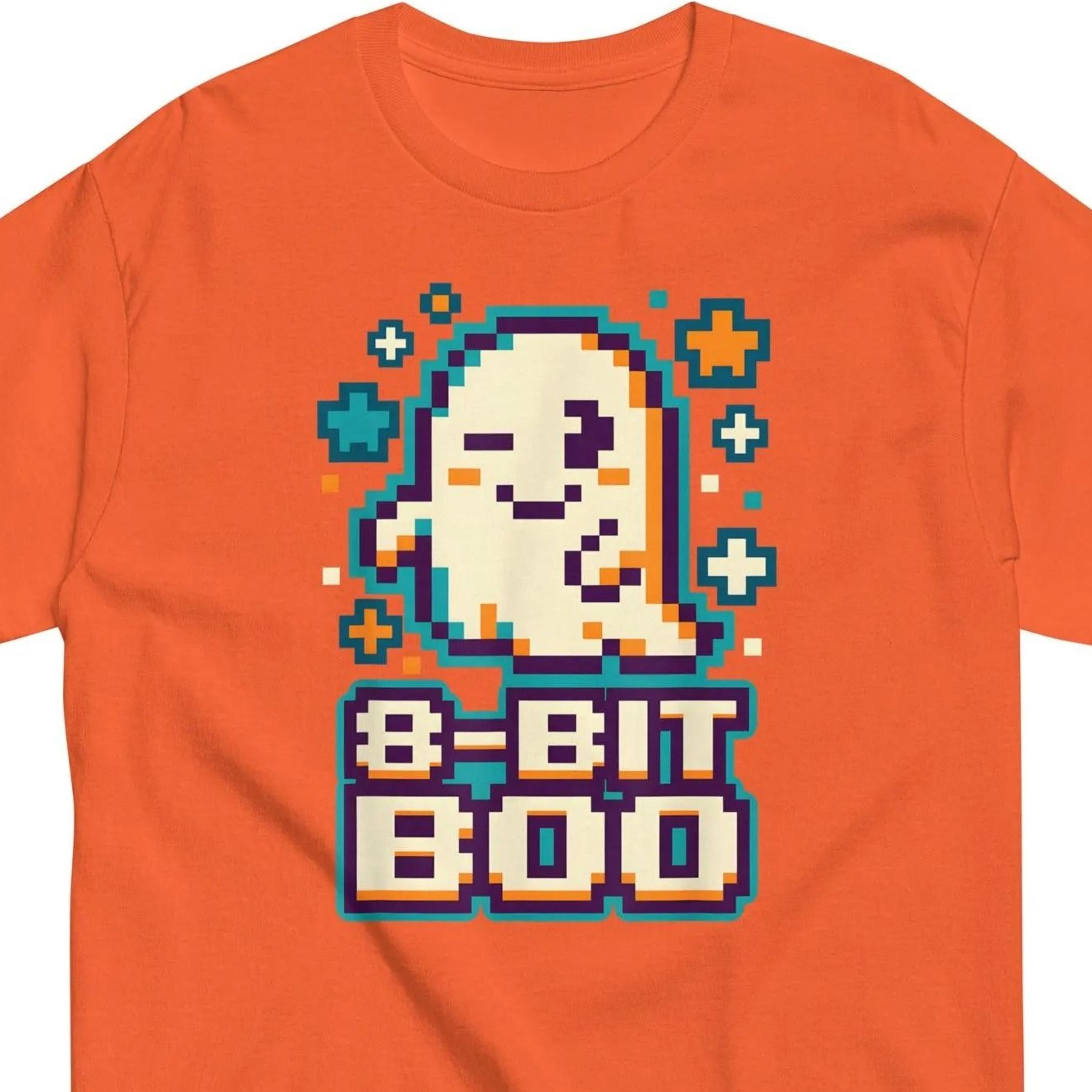 8-bit boo halloween shirt, pixel ghost tee, retro gamer halloween shirt, cute pixel art ghost tee