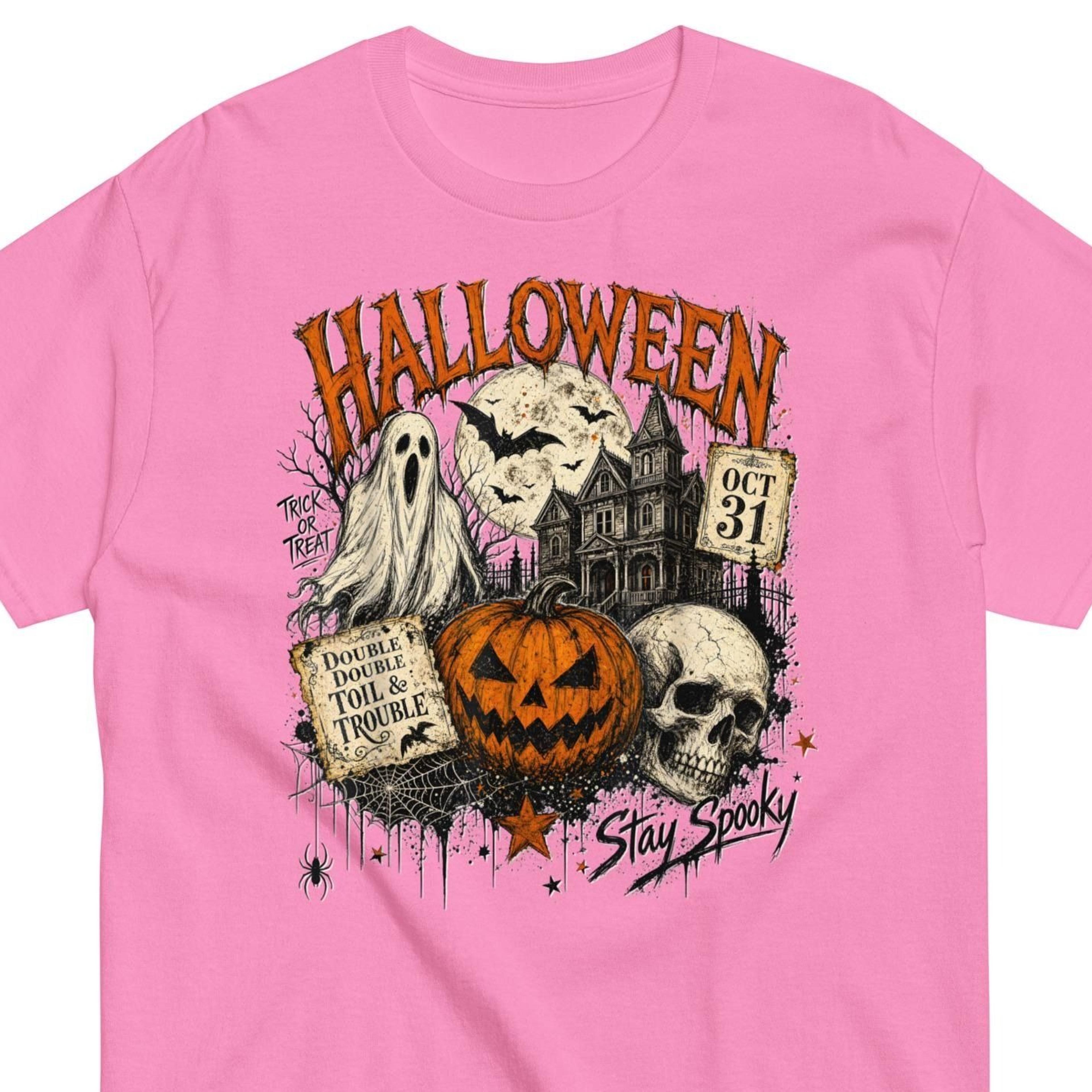 vintage halloween pumpkin ghost haunted house shirt, spooky halloween t-shirt, retro trick or treat tee