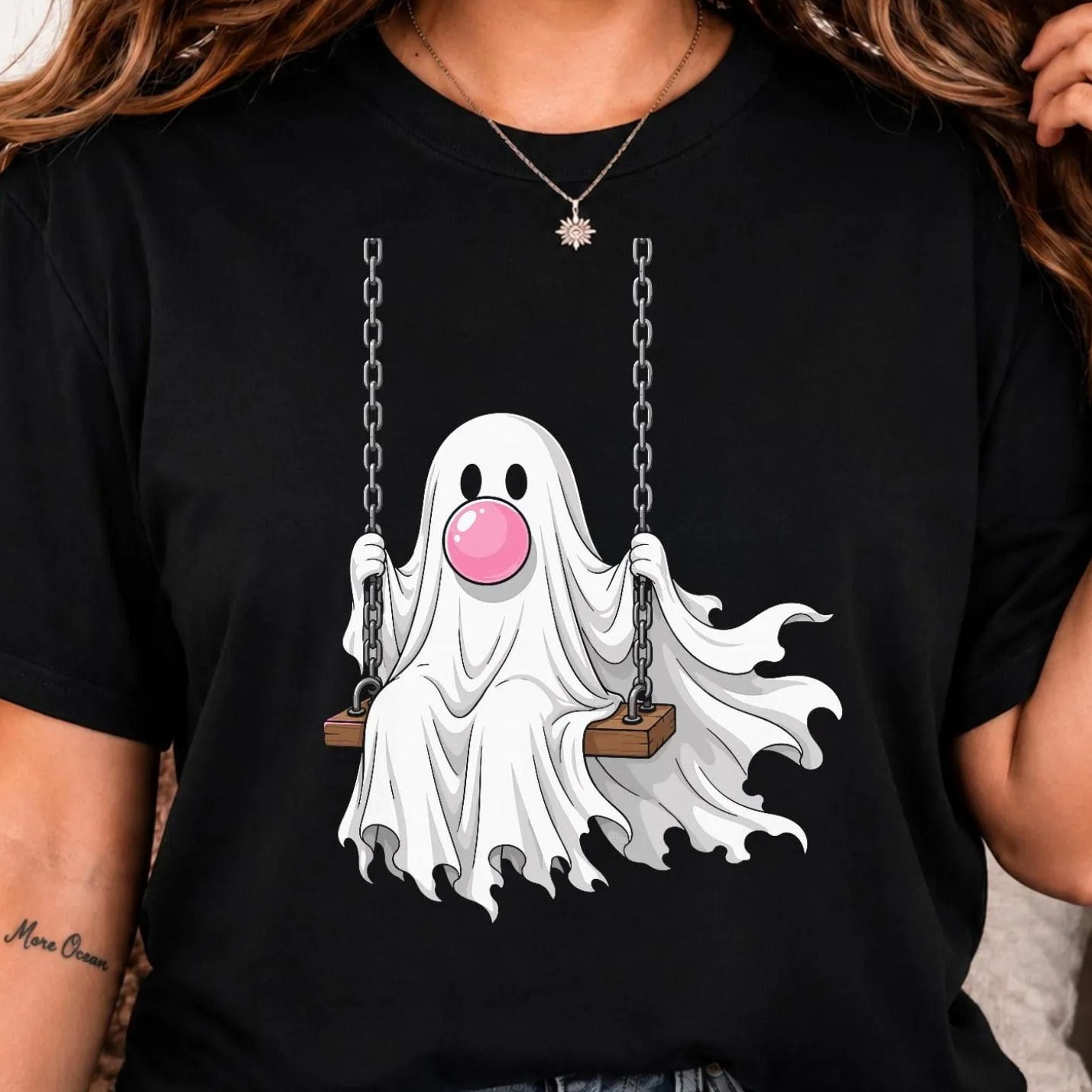 cute ghost bubble gum shirt, kawaii halloween ghost tee, spooky cute bubblegum ghost, halloween aesthetic shirt