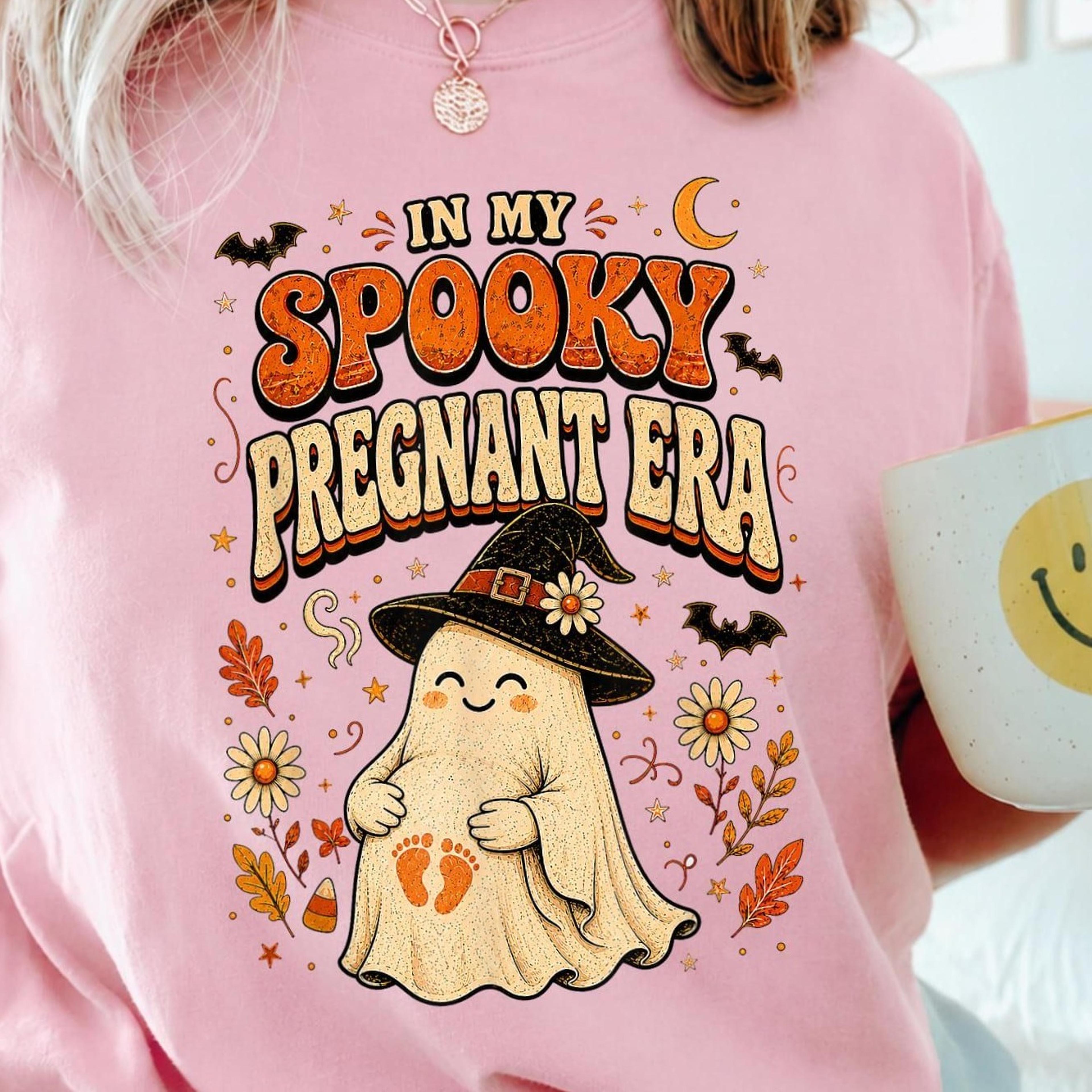 in my spooky pregnant era shirt, halloween pregnancy shirt, cute ghost maternity tee, mom to be halloween gift