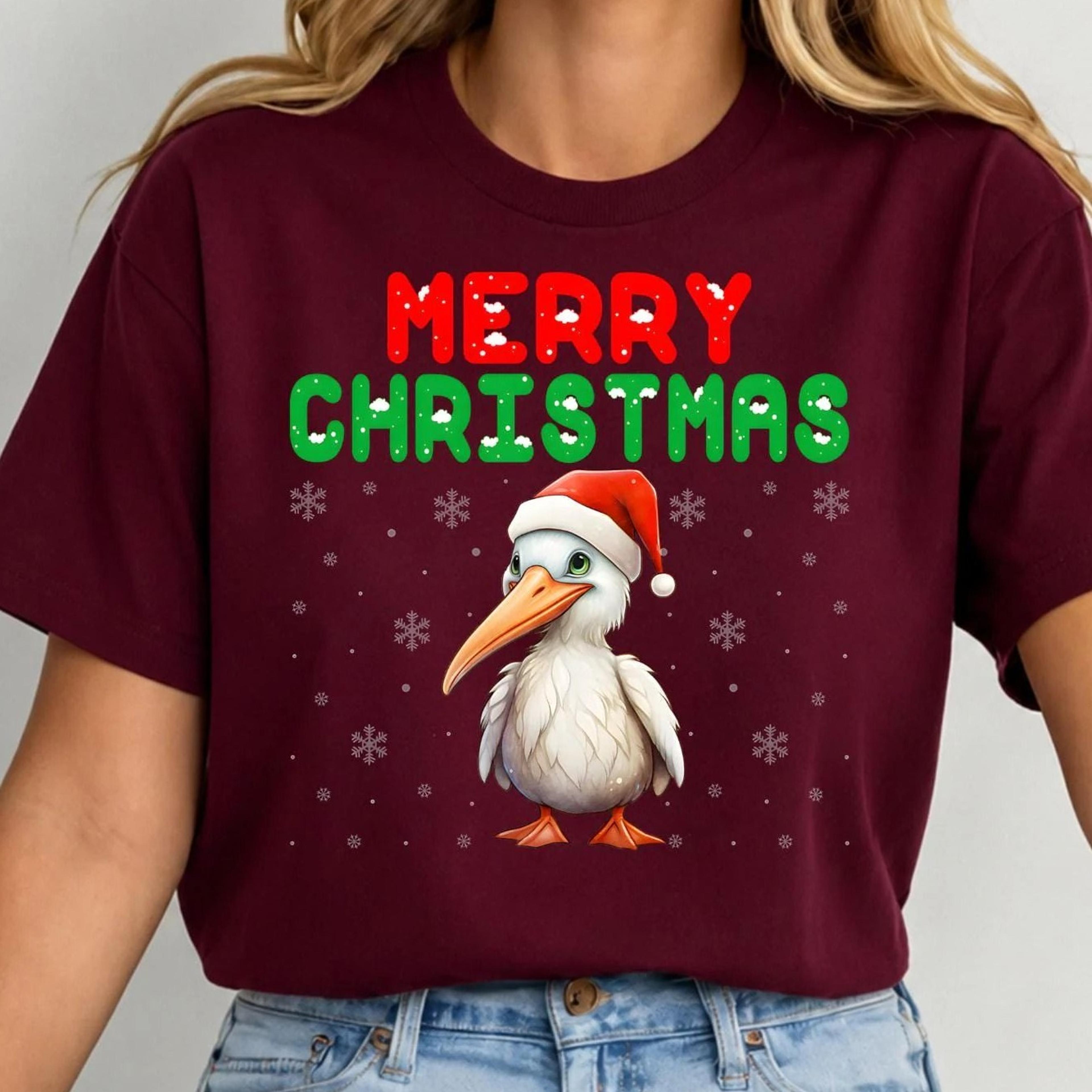 merry christmas pelican shirt, funny christmas bird shirt, cute pelican santa tee, holiday animal shirt