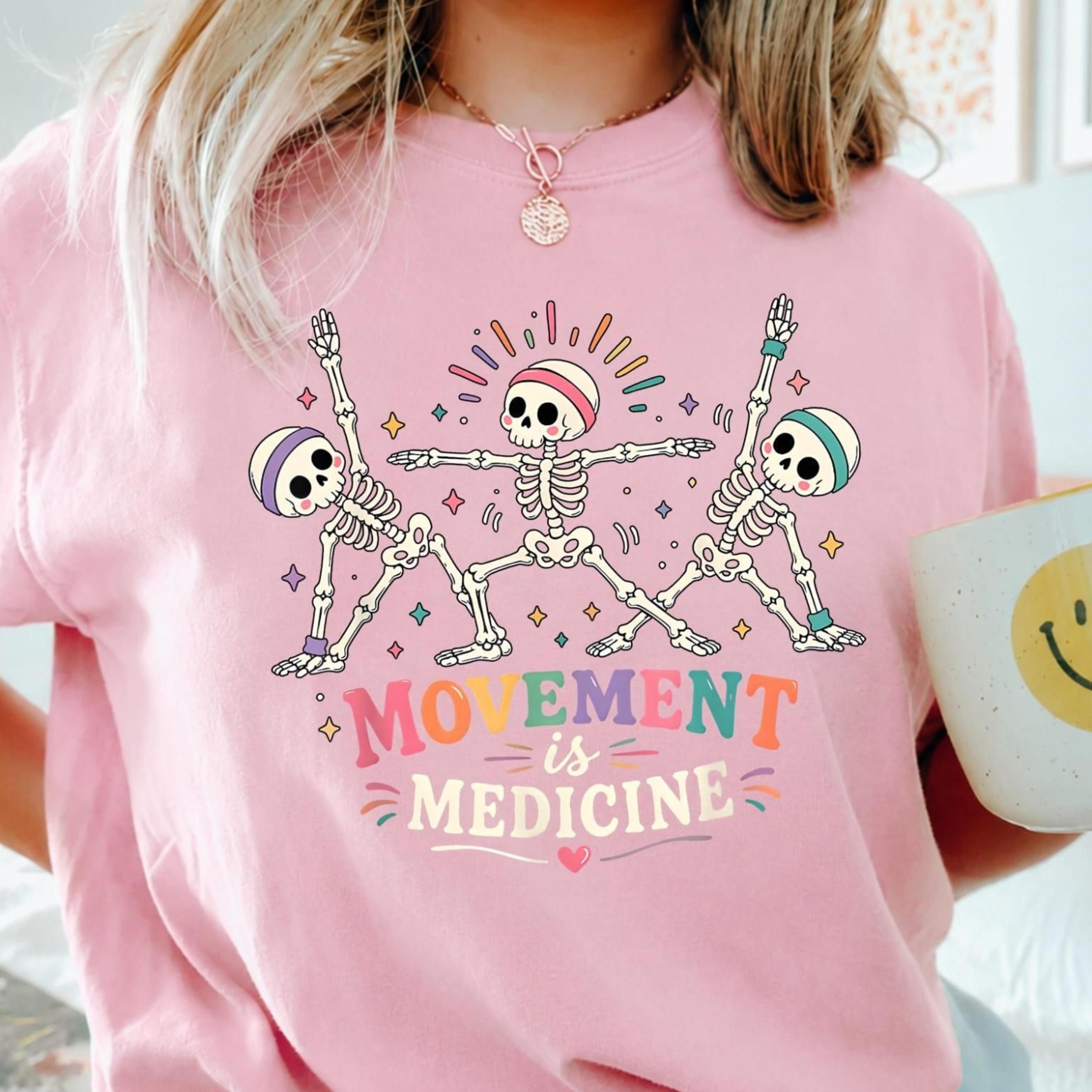 movement is medicine skeleton shirt, halloween fitness shirt, physical therapy tee, gym lover gift, pt ot shirt
