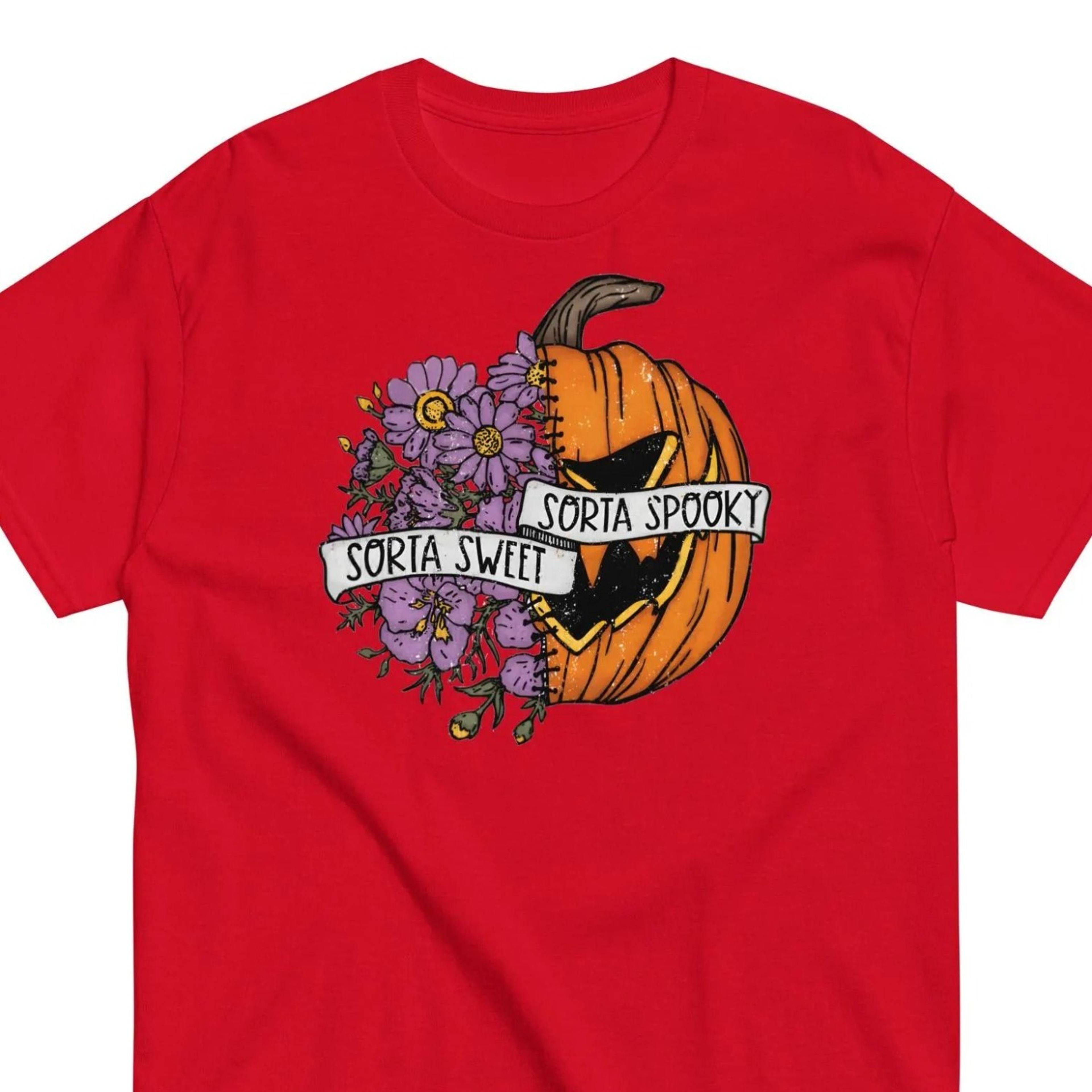sorta sweet sorta spooky halloween shirt, cute pumpkin floral t-shirt, fall halloween graphic tee, autumn pumpkin shirt