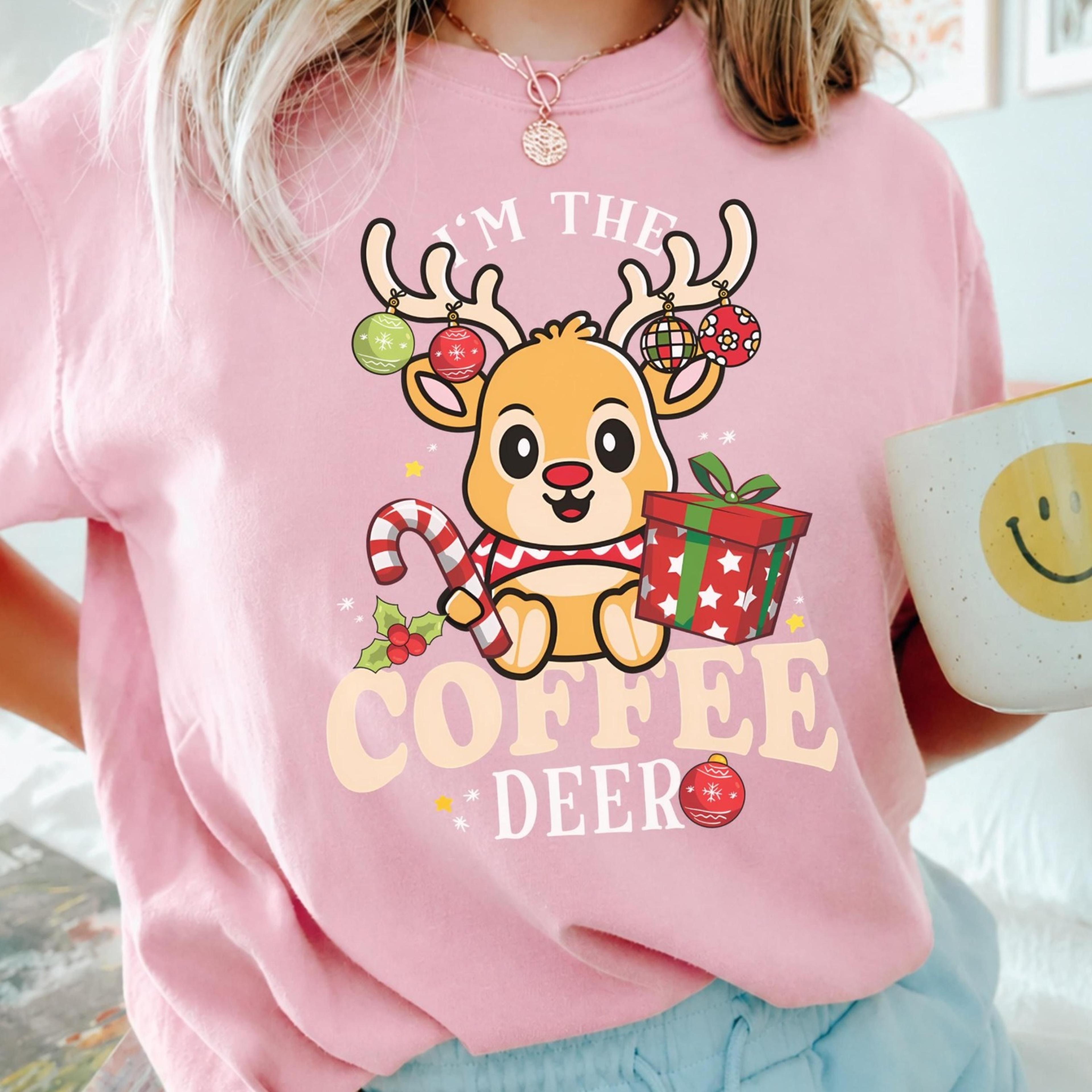 i'm the coffee deer christmas shirt, cute reindeer coffee lover tee, funny holiday coffee graphic