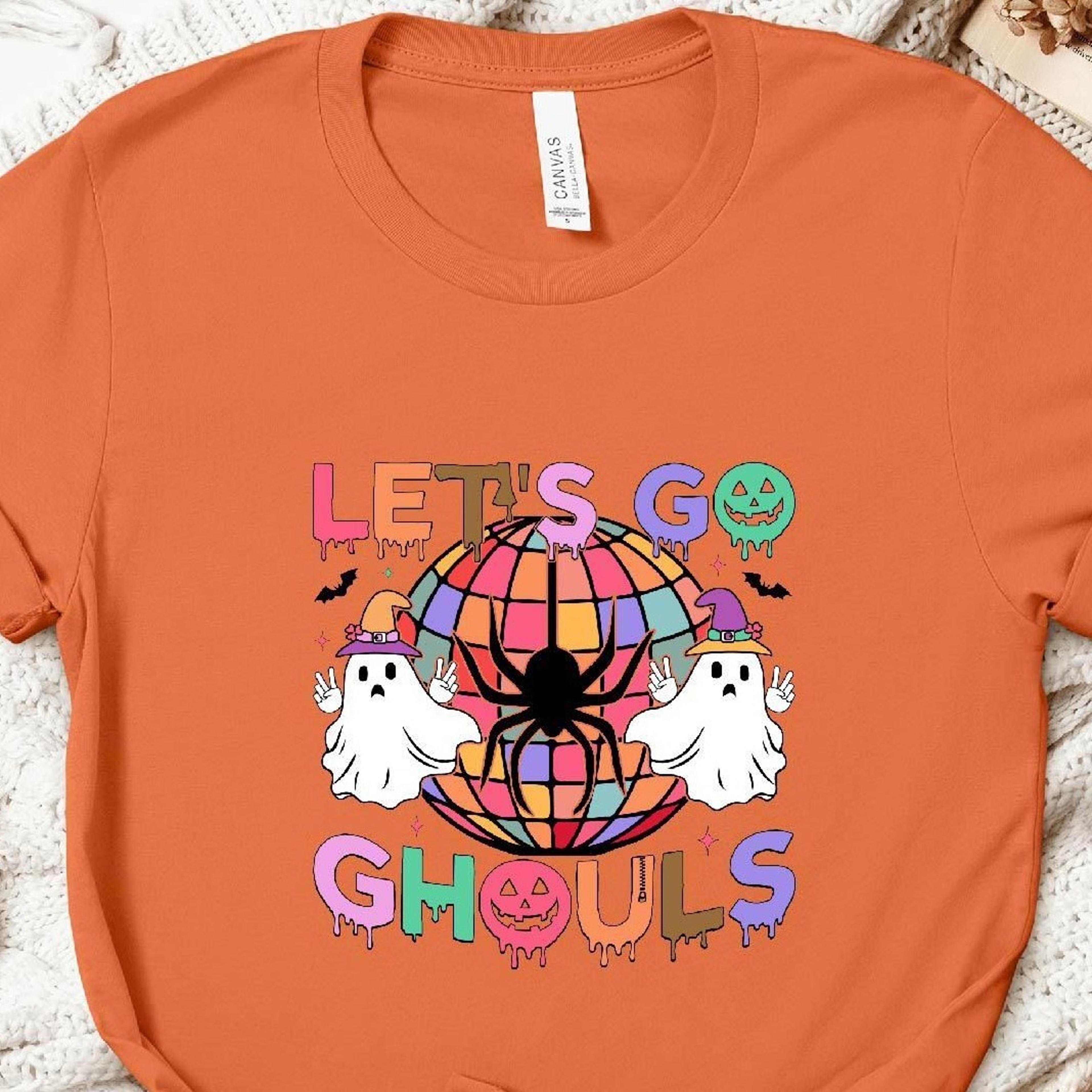 lets go ghouls t-shirt retro halloween ghost party tee