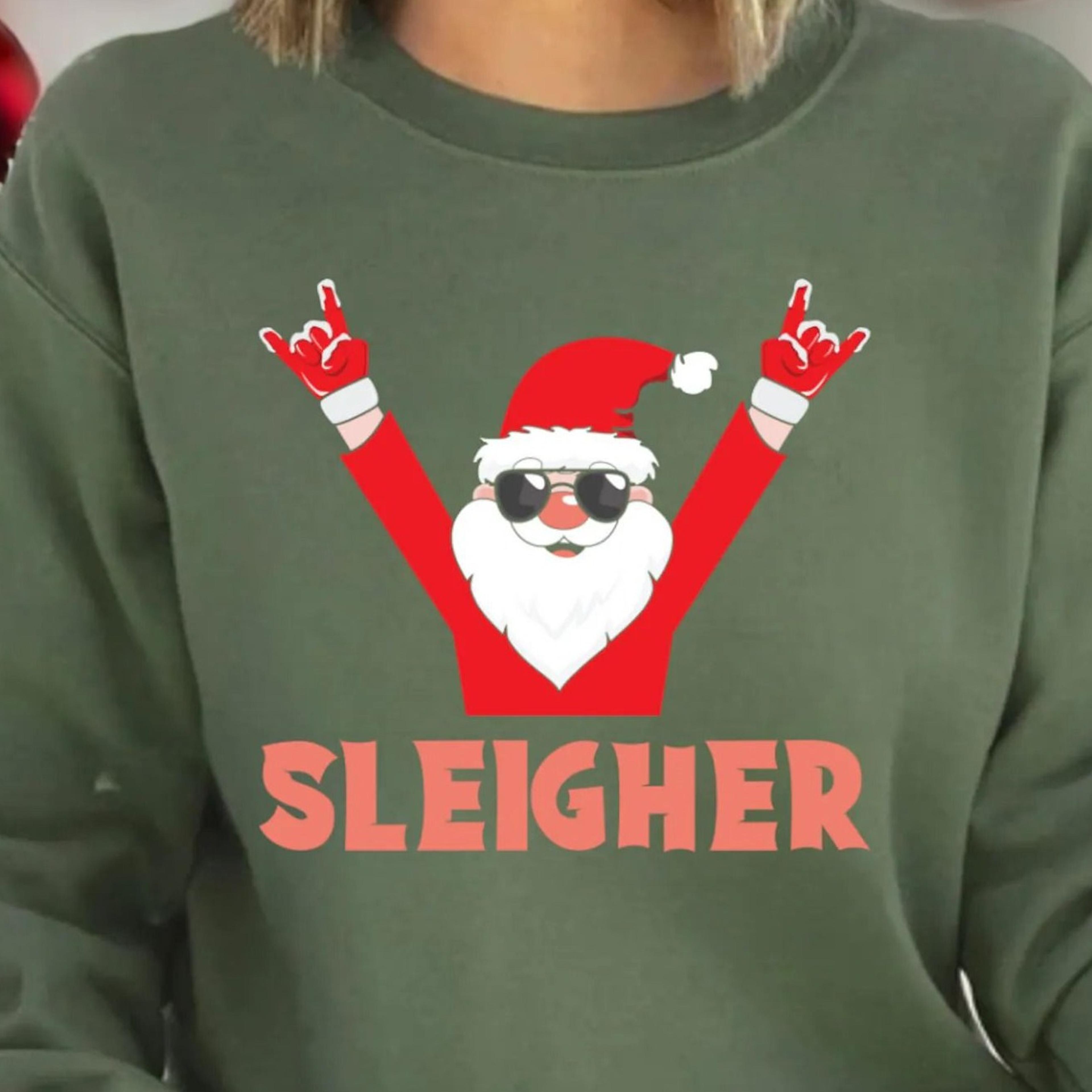 sleigher santa christmas shirt funny noel tee