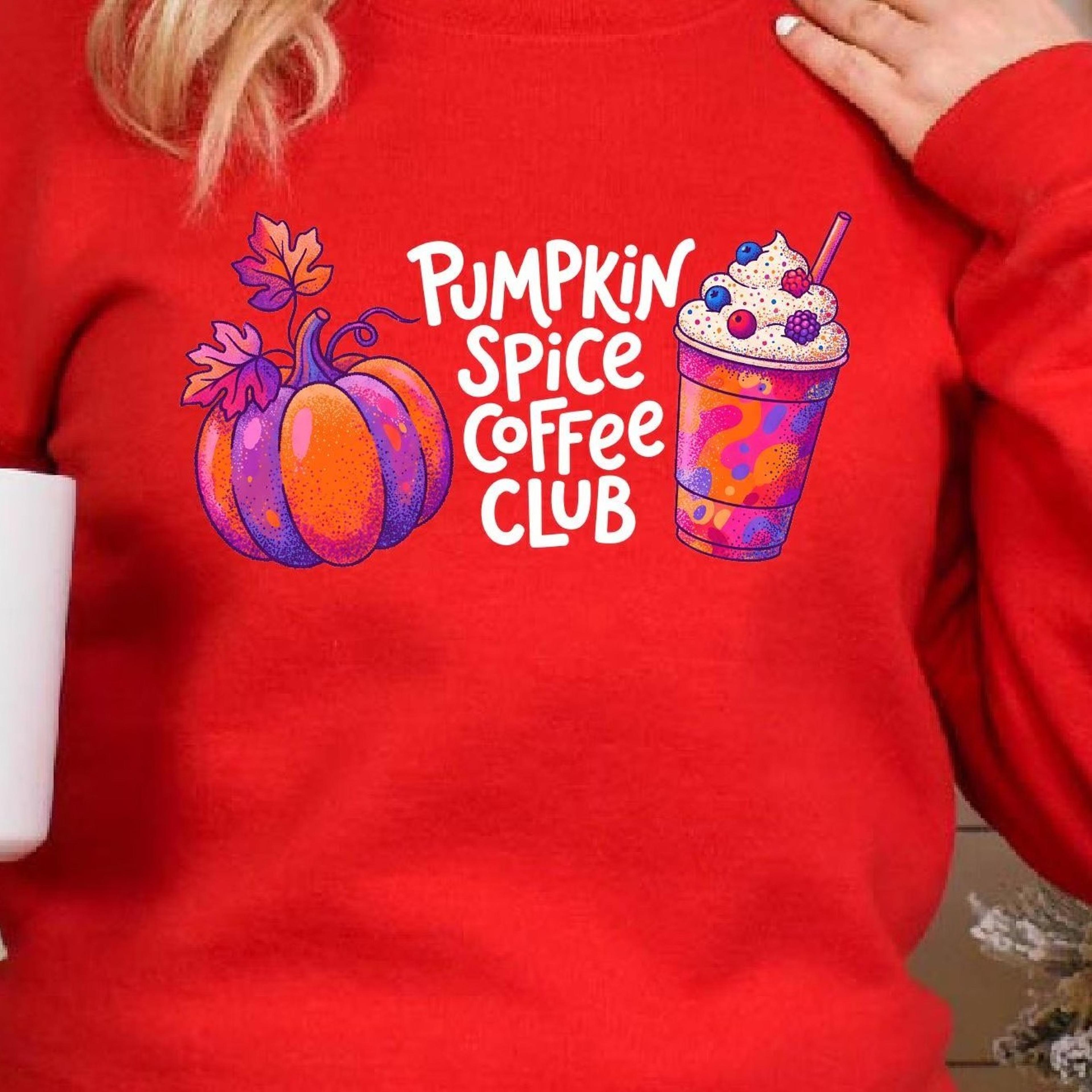 pumpkin spice coffee club hoodie, neon fall coffee, retro pumpkin, autumn coffee lover sweatshirt